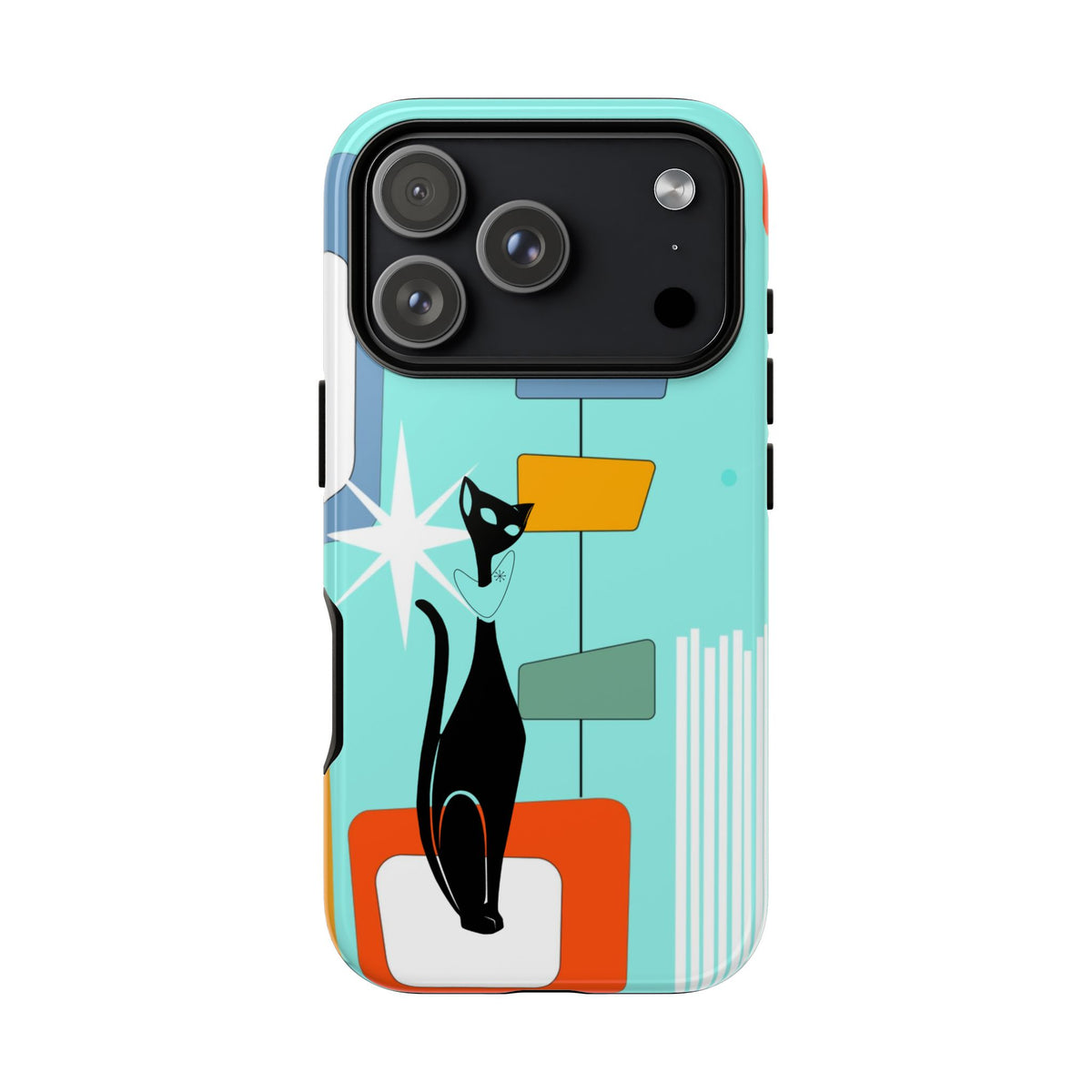 Atomic Cat, Mid Mod Aqua Blue, Geometric, Samsung, Google Pixel, Apple iPhone Tough Cases