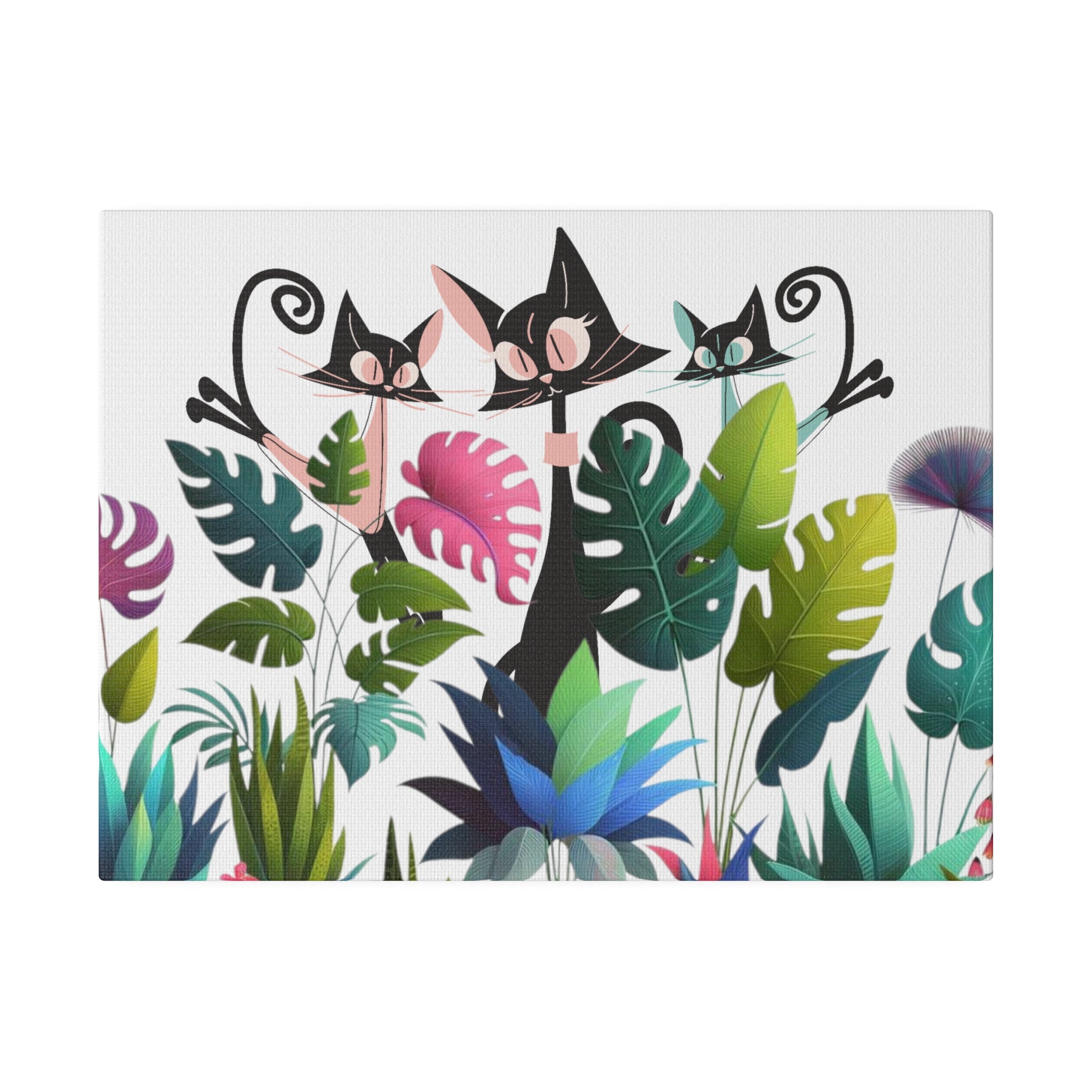 Cats And Plants, Crazy Cat Mom, Boho Plants, Funky Fun Colorful Office, Livingroom, Bedroom Atomic Cat Mid Century Modern Wall Art - Mid Century Modern Gal