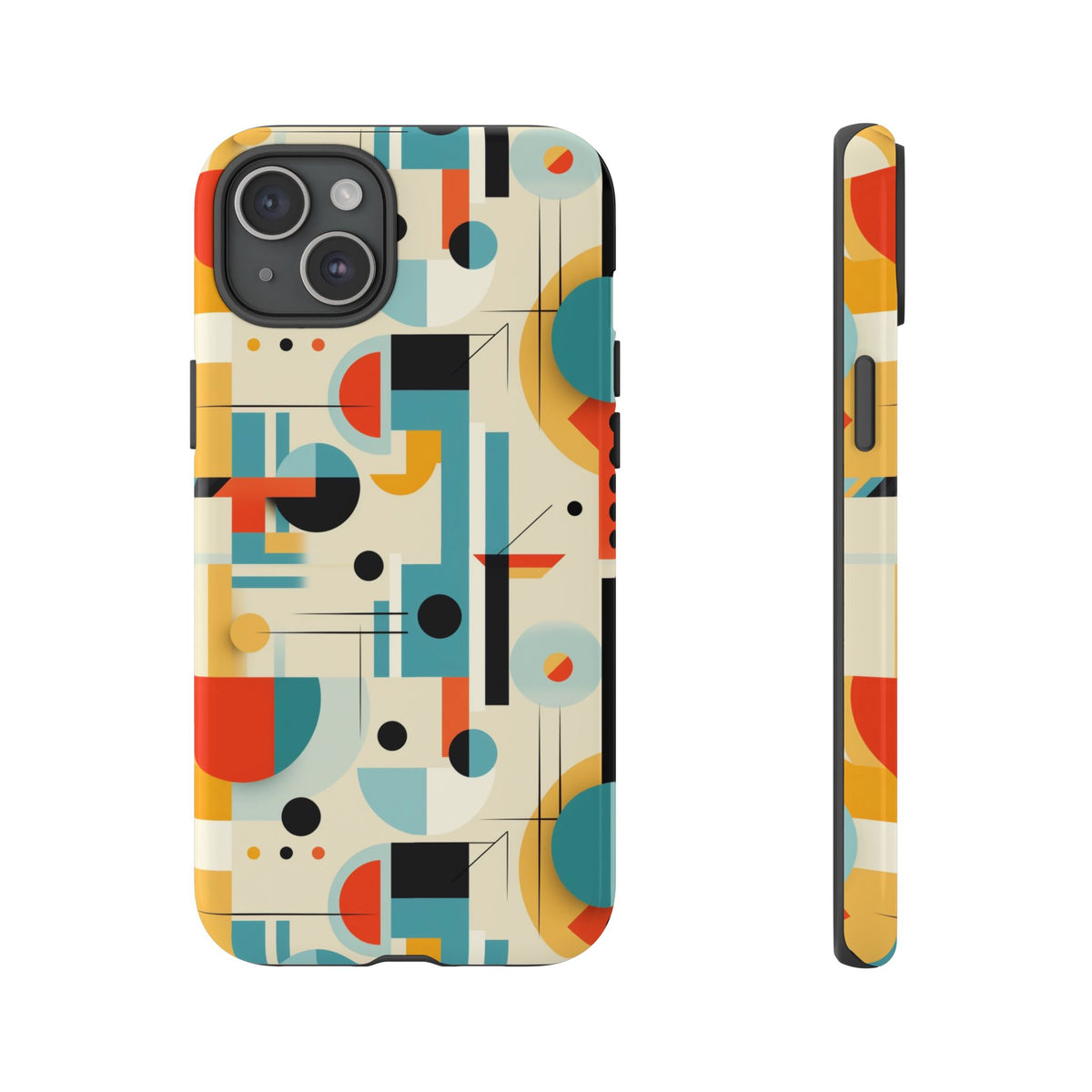 Bauhaus Designed Mid Mod Geometric Groovy Smart Phone, iPhone, Samsung Compatible Tough Cases - Mid Century Modern Gal
