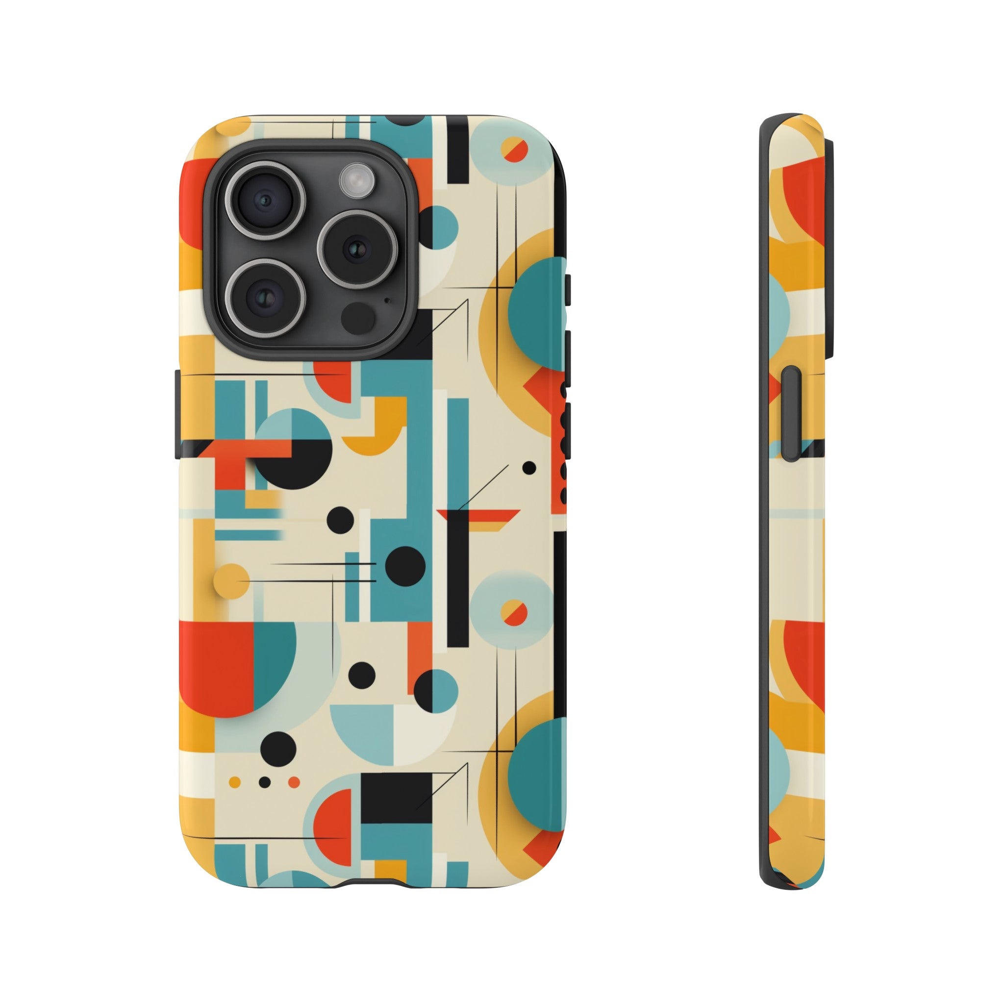 Bauhaus Designed Mid Mod Geometric Groovy Smart Phone, iPhone, Samsung Compatible Tough Cases