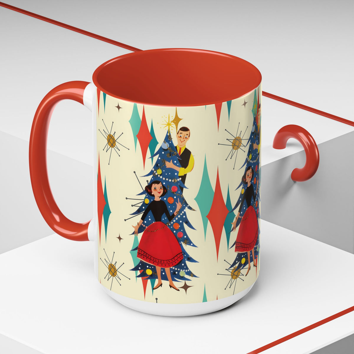 Mid Century Modern 50s Kitsch Christmas Starburst Coffee Mug - Mid Century Modern Gal