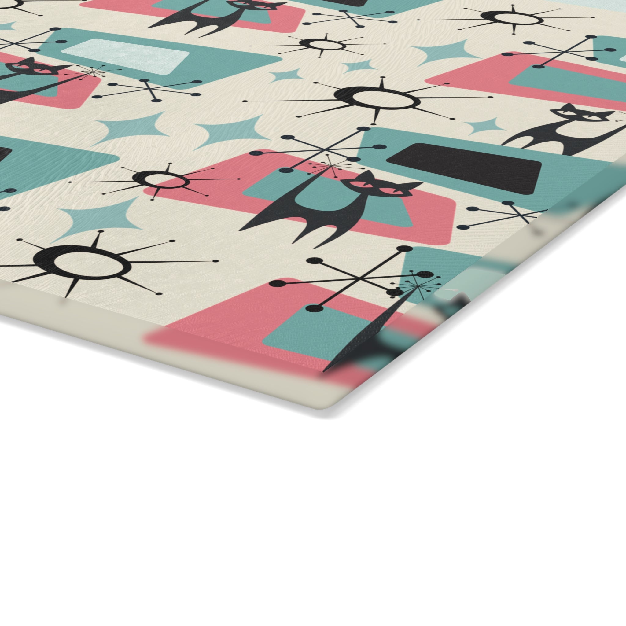 Atomic Space Cat, Cheese Board, Party Glass Cutting Board - Mid Century Modern Gal