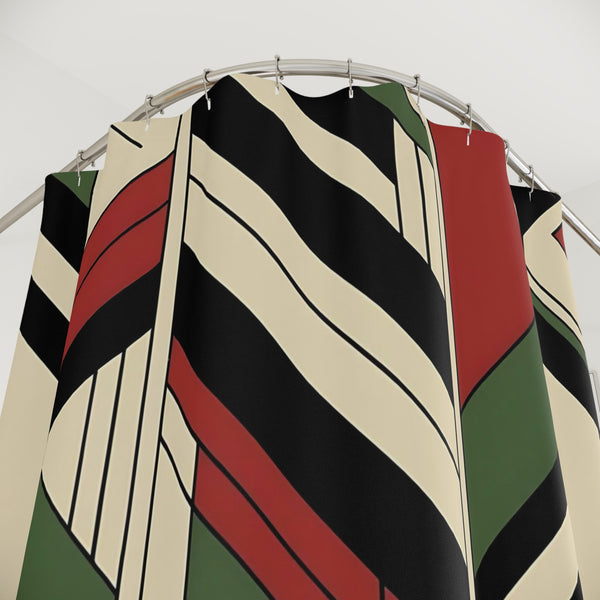 Mid Mod Bauhaus Designed Geometric Pattern Shower Curtain - Modern Home Décor