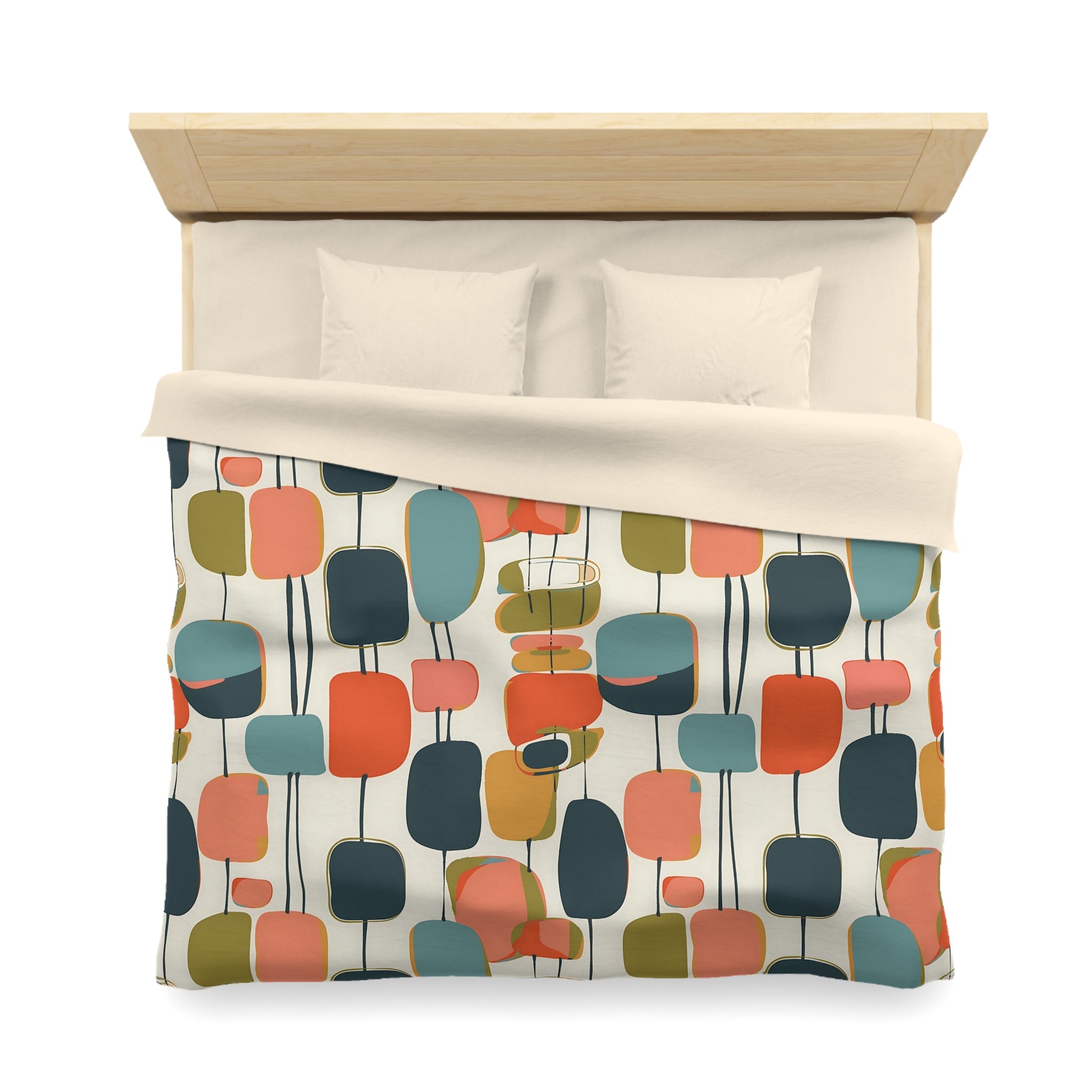 Mid Century Mod Scandinavian Abstract, Geometric Colorful Retro Duvet Cover - Mid Century Modern Gal