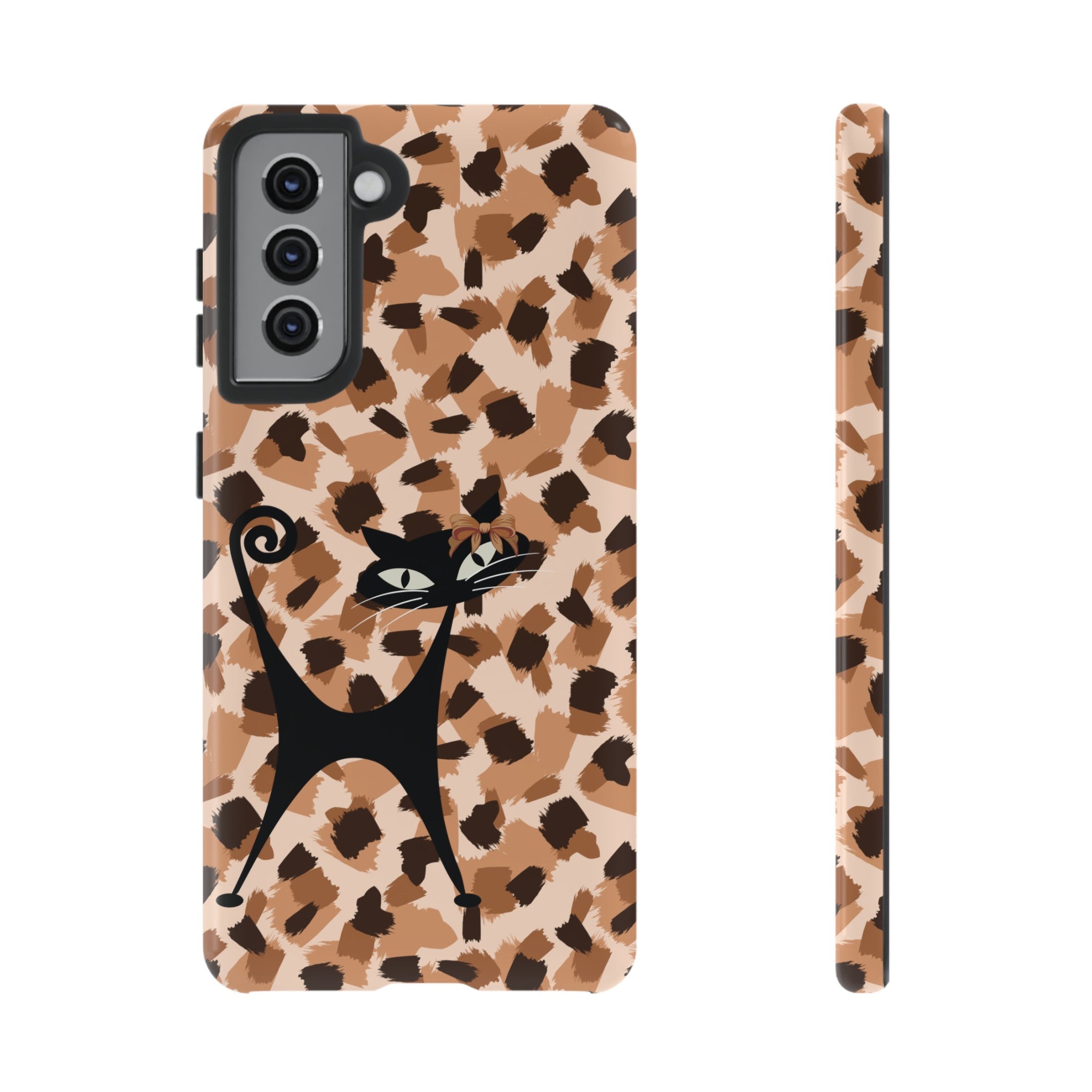 Mid Century Modern Atomic Cat, Animal Print Kitschy Trendy Smart Phone Tough Cases - Mid Century Modern Gal