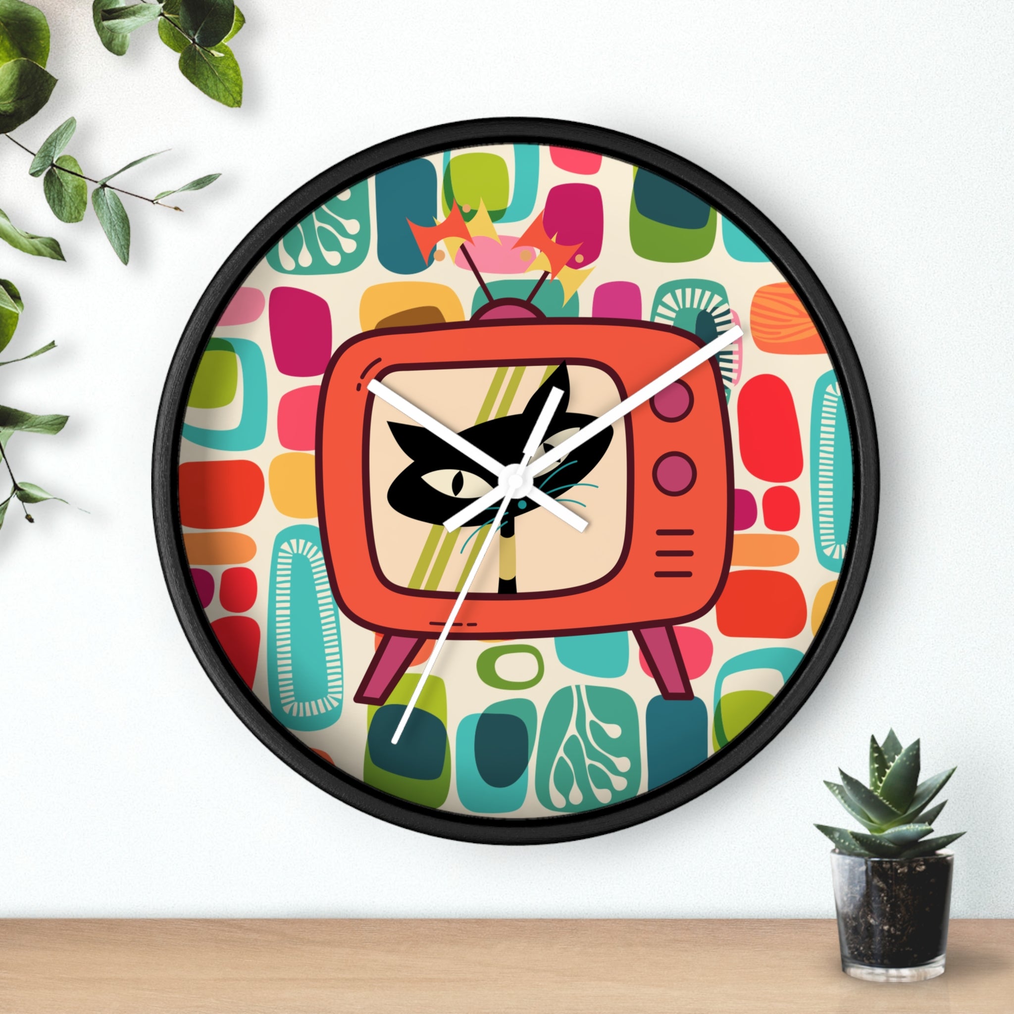 Atomic Cat Mid Century Amoeba Designed, Kitschy Kitchen, Livingroom, Den Office MCM Wall Clock - Mid Century Modern Gal