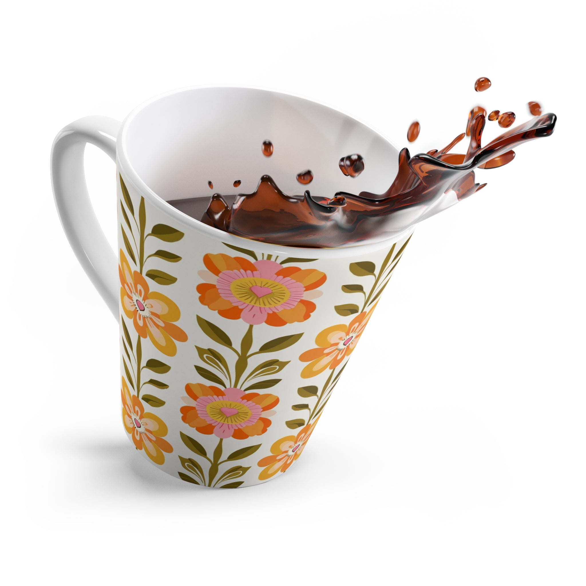 Scandinavian Modern Danish Floral Bohemian Latte Cup - Mid Century Modern Gal