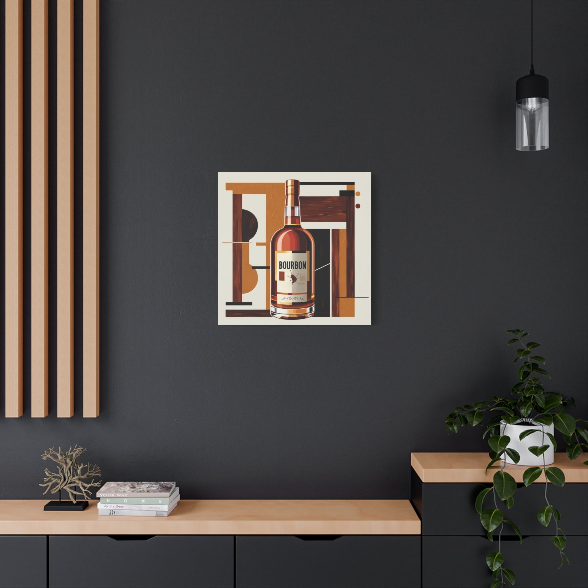 Abstract Bourbon Mid Mod Bauhaus Bourbon Lover Wall Art Canvas - Mid Century Modern Gal