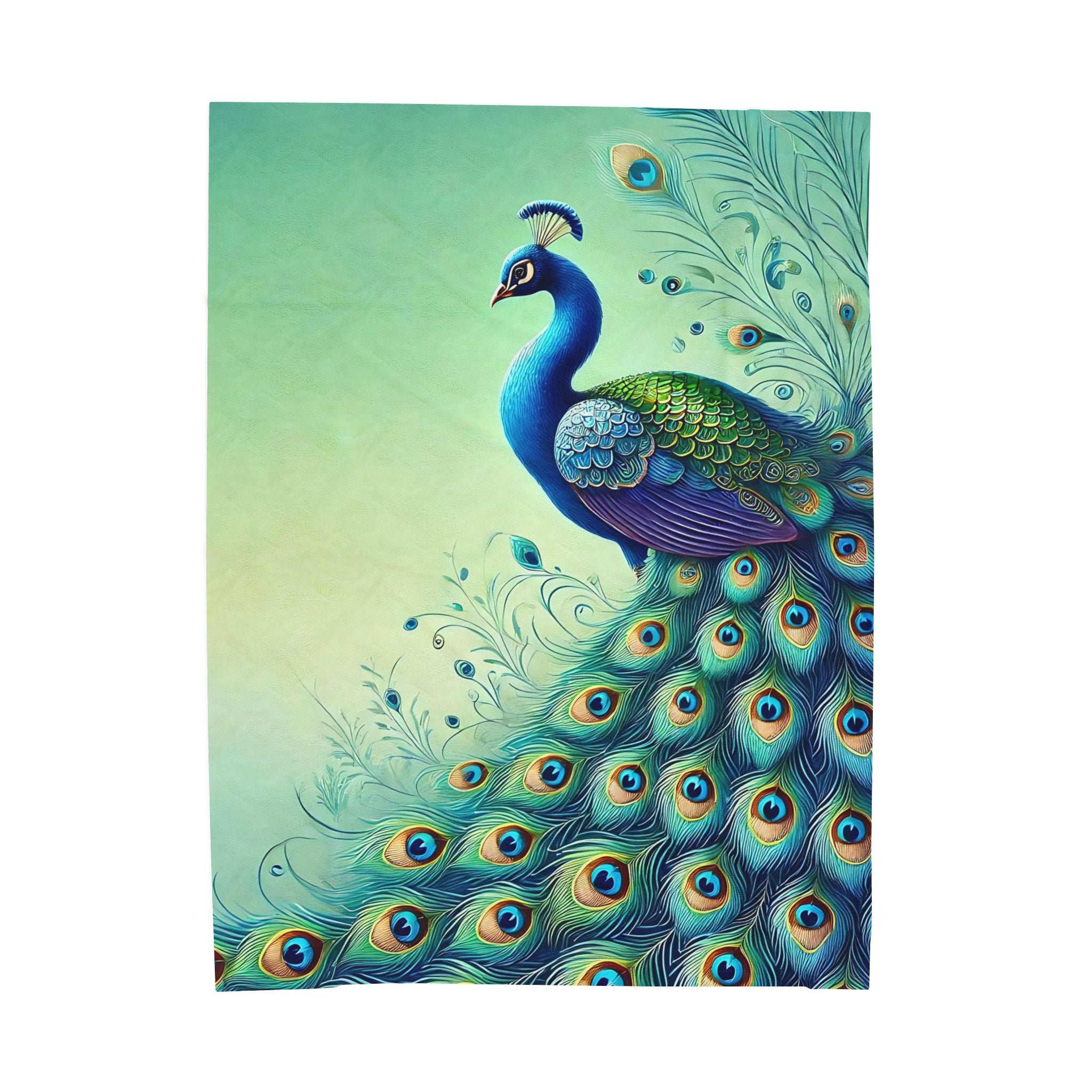 Chinoiserie Throw Blanket, Vibrant Peacock Velveteen Plush Blanket - Cozy Décor for Home and Gifts - Mid Century Modern Gal