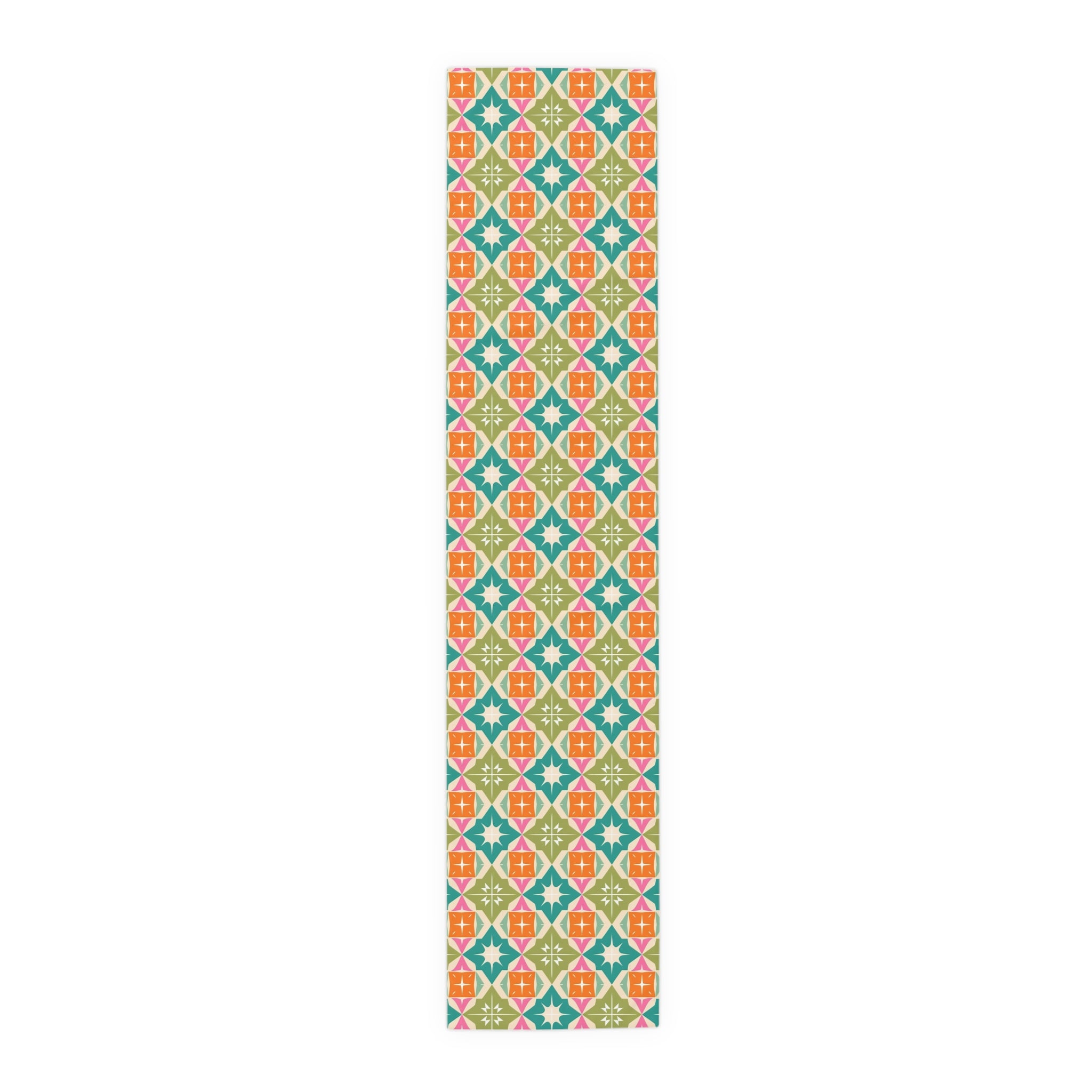 Mid Century Modern Atomic Starbursts Diamonds Vibrant Geometric Retro Table Runner - Mid Century Modern Gal