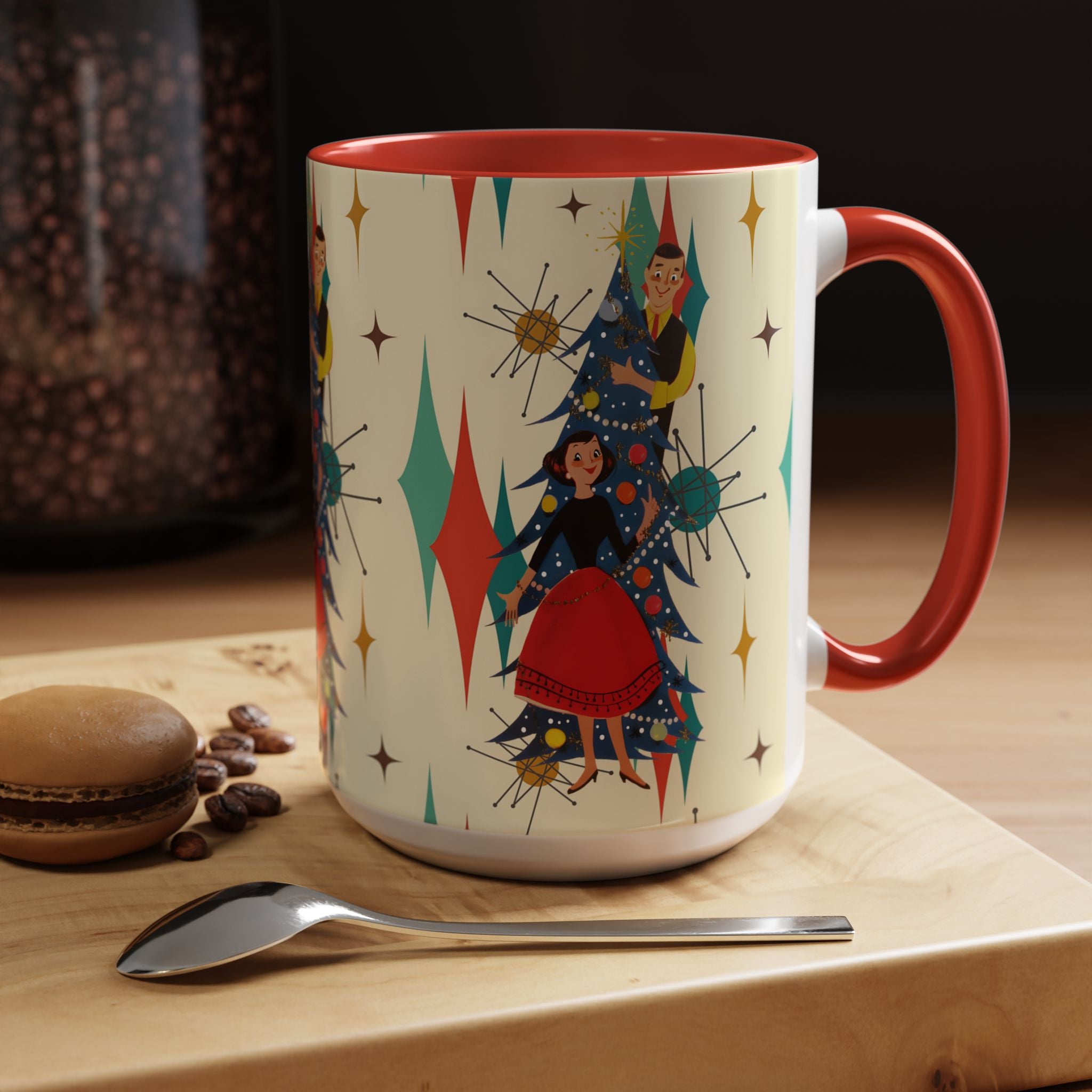 Mid Century Modern 50s Kitsch Christmas Starburst Coffee Mug - Mid Century Modern Gal