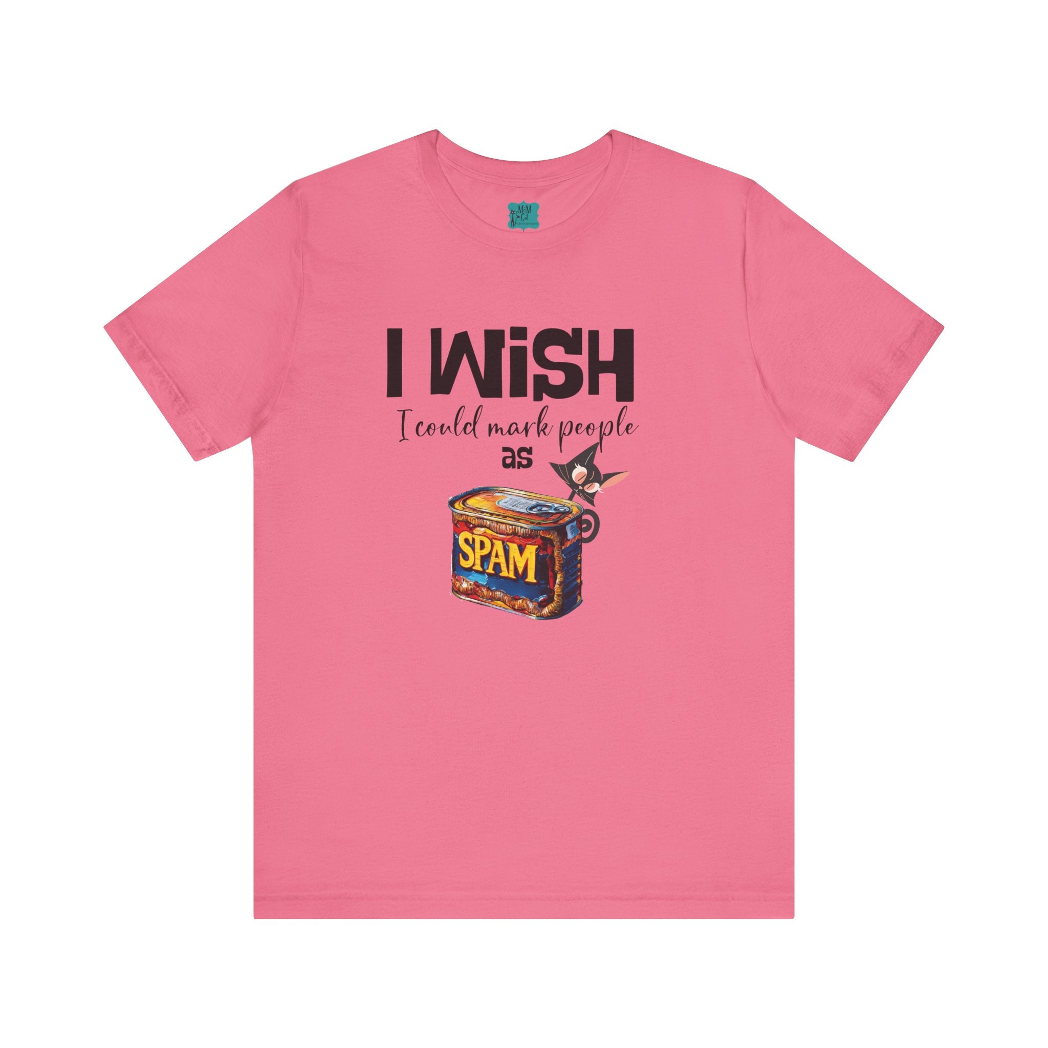 Funny Atomic Cat Mid Mod Retro Tee, I wish I could Mark People As Spam Unisex Jersey Short Sleeve Tee - Mid Century Modern Gal