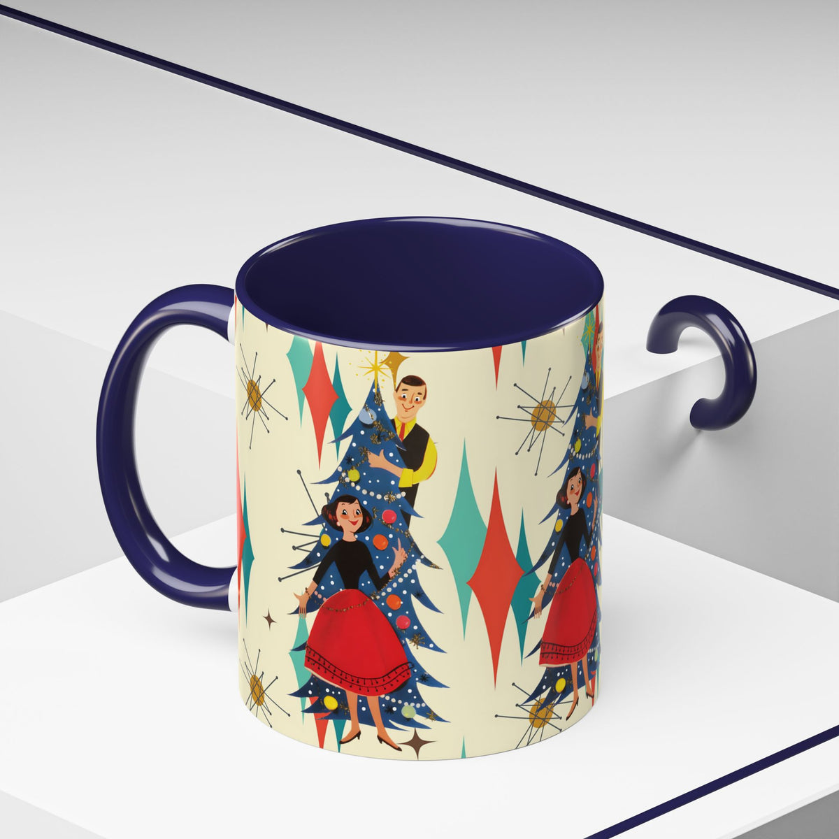 Mid Century Modern 50s Kitsch Christmas Starburst Coffee Mug - Mid Century Modern Gal