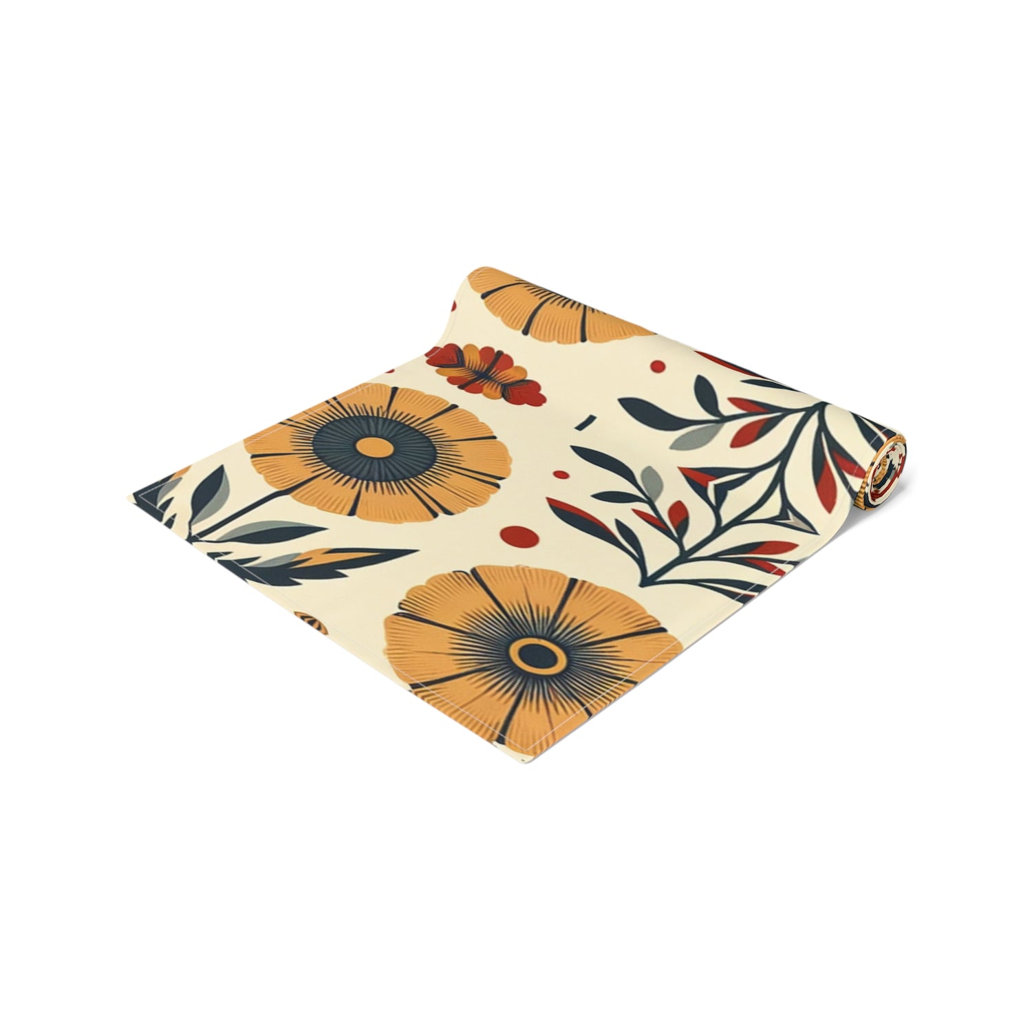 Scandinavian Modern Danish Design, Poppy, Marigold, Floral MCM Table Runner - Mid Century Modern Gal