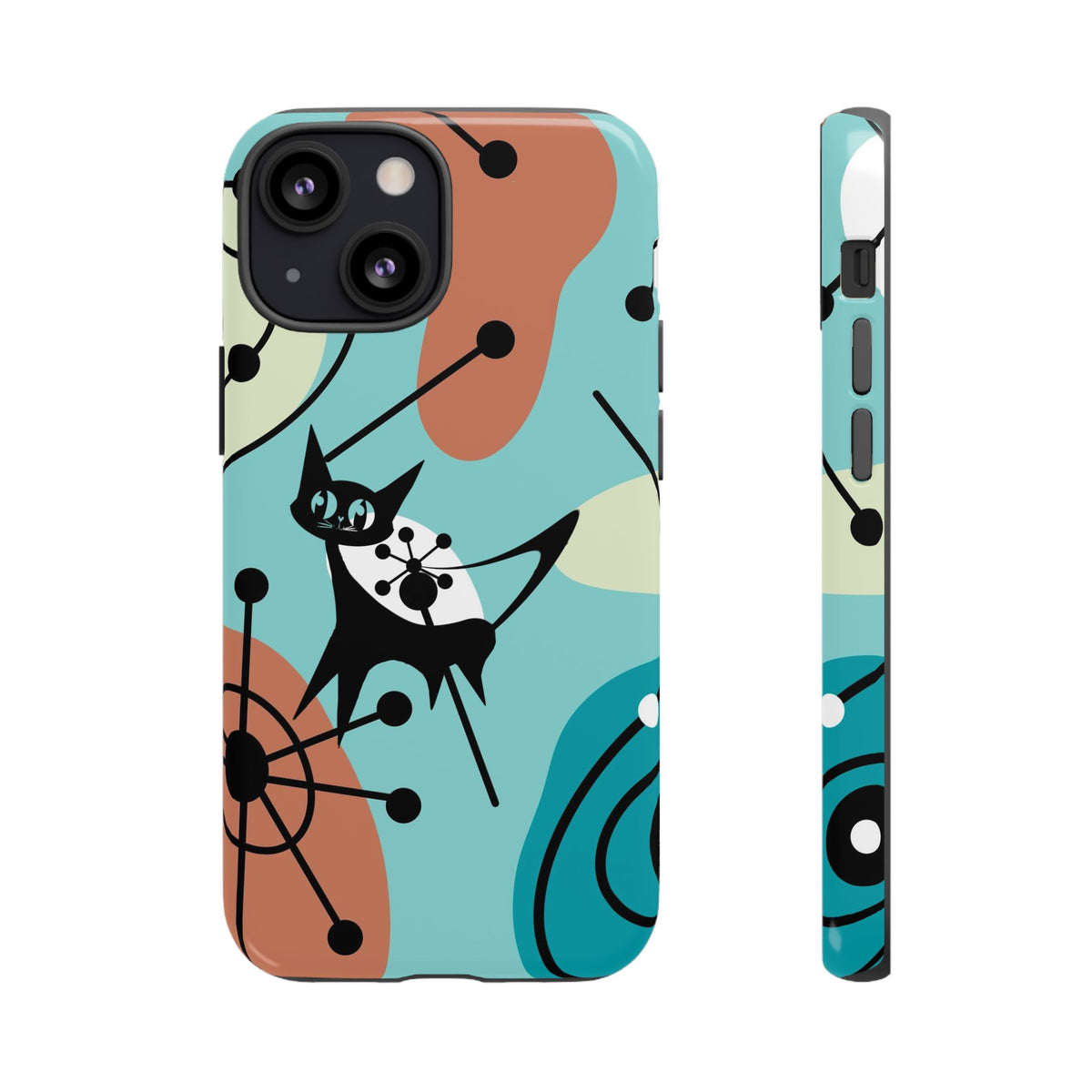 Atomic Kittie, Mid Century Modern Geometric Amoeba Retro Smart PhoneTough Phone