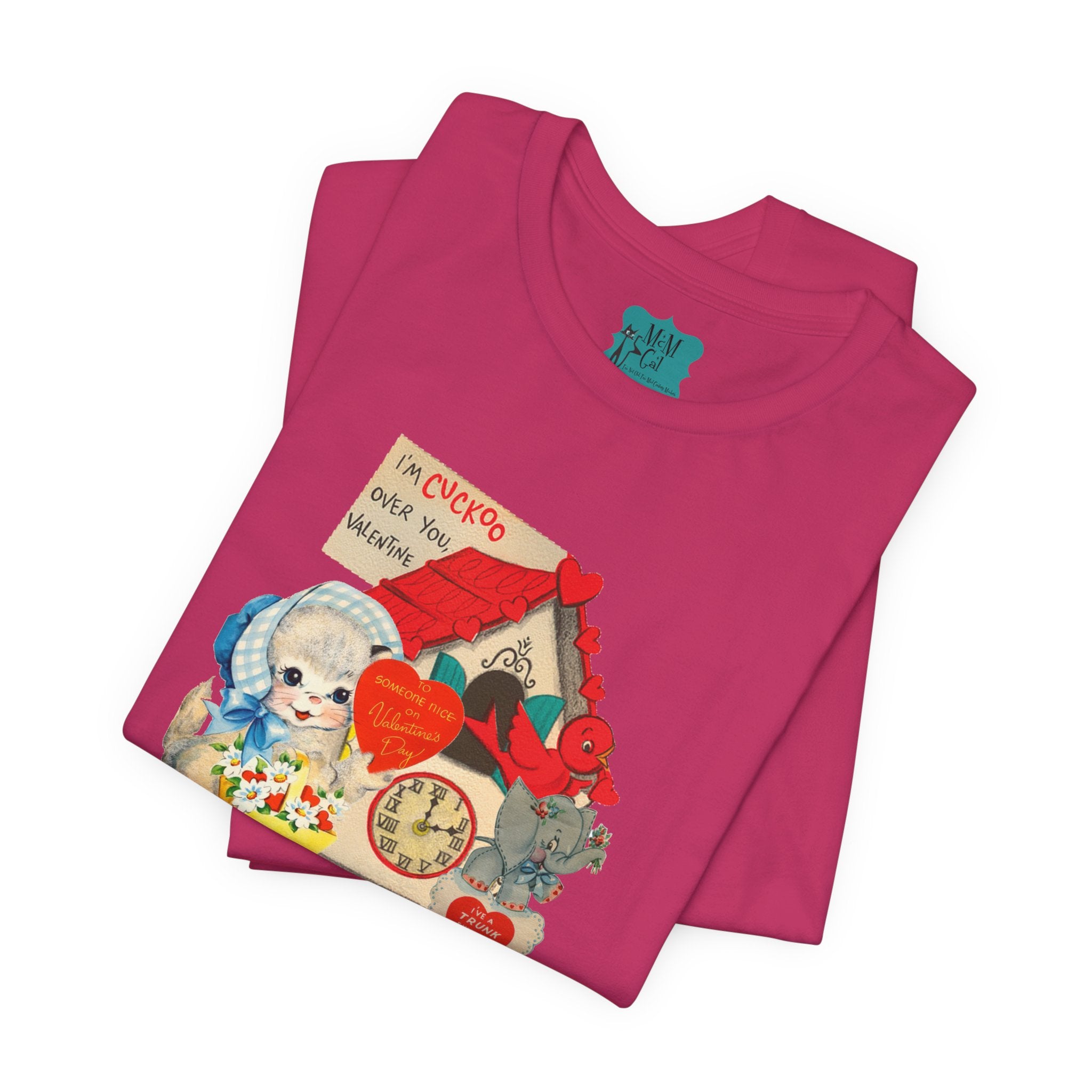 Vintage Valentine Cards Tee, Kitschy Whimsical Love Short Sleeve Tee - Mid Century Modern Gal