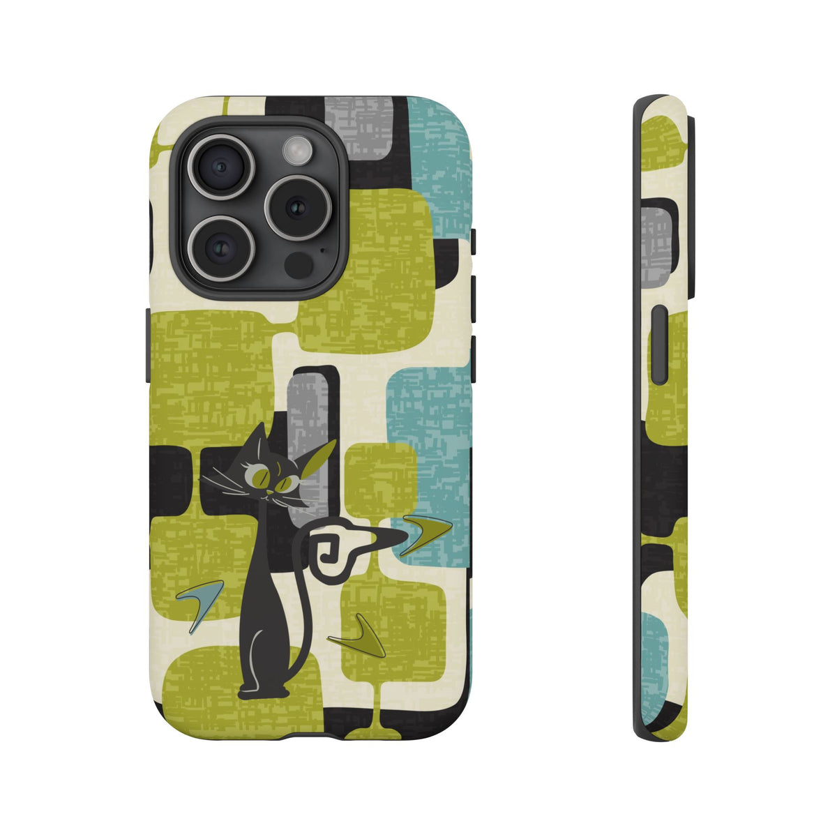 Mid Century Modern Geometric Kitschy Cat, Boomerang Retro Smart Phone Tough Cases