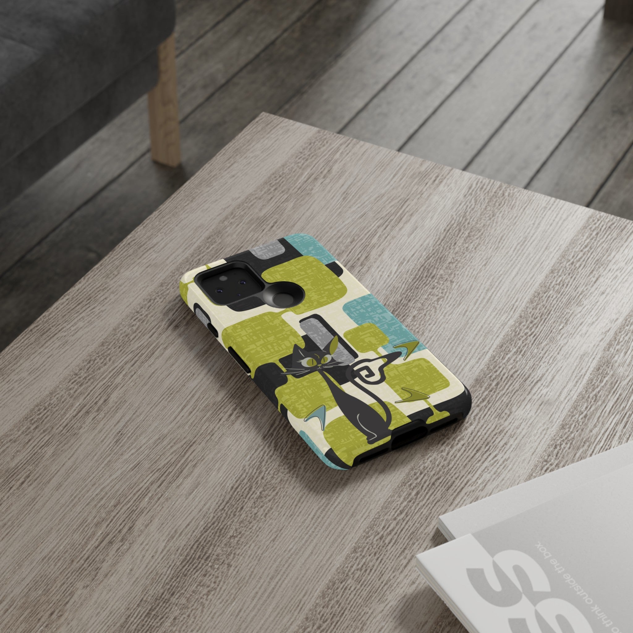 Mid Century Modern Geometric Kitschy Cat, Boomerang Retro Smart Phone Tough Cases - Mid Century Modern Gal