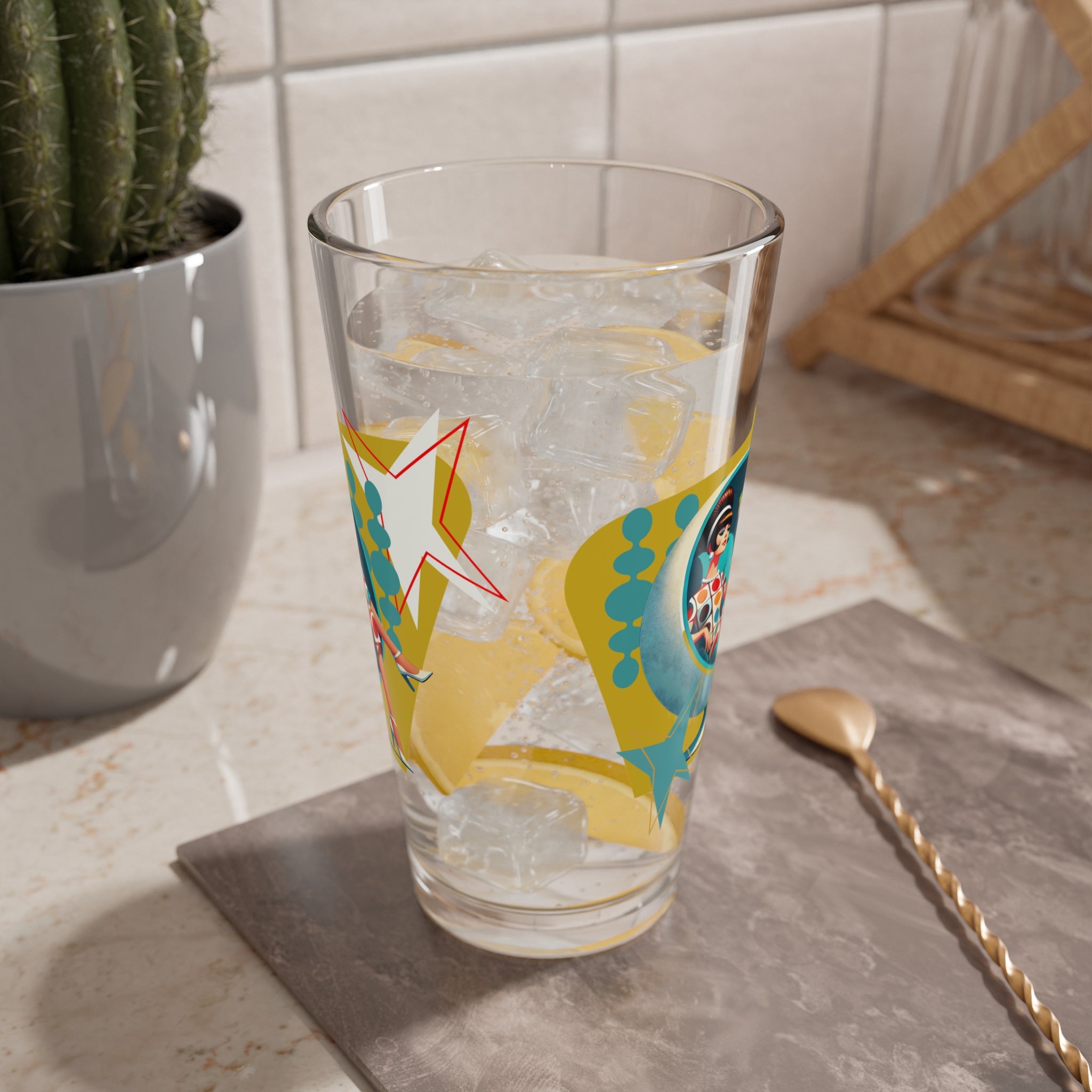 Mod 60s Groovy Gal, Mid Century Modern Retro Cocktail, Mocktail Glass - Mid Century Modern Gal