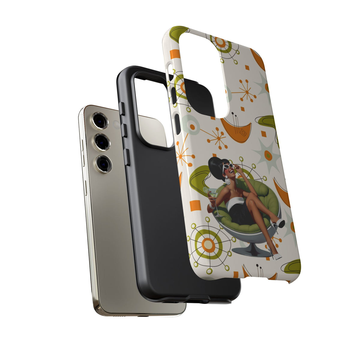 Mid Century Modern Atomic Starburst Mid Mod 60s Gal Retro Chic Tough Phone Case with Vintage Glamour Design