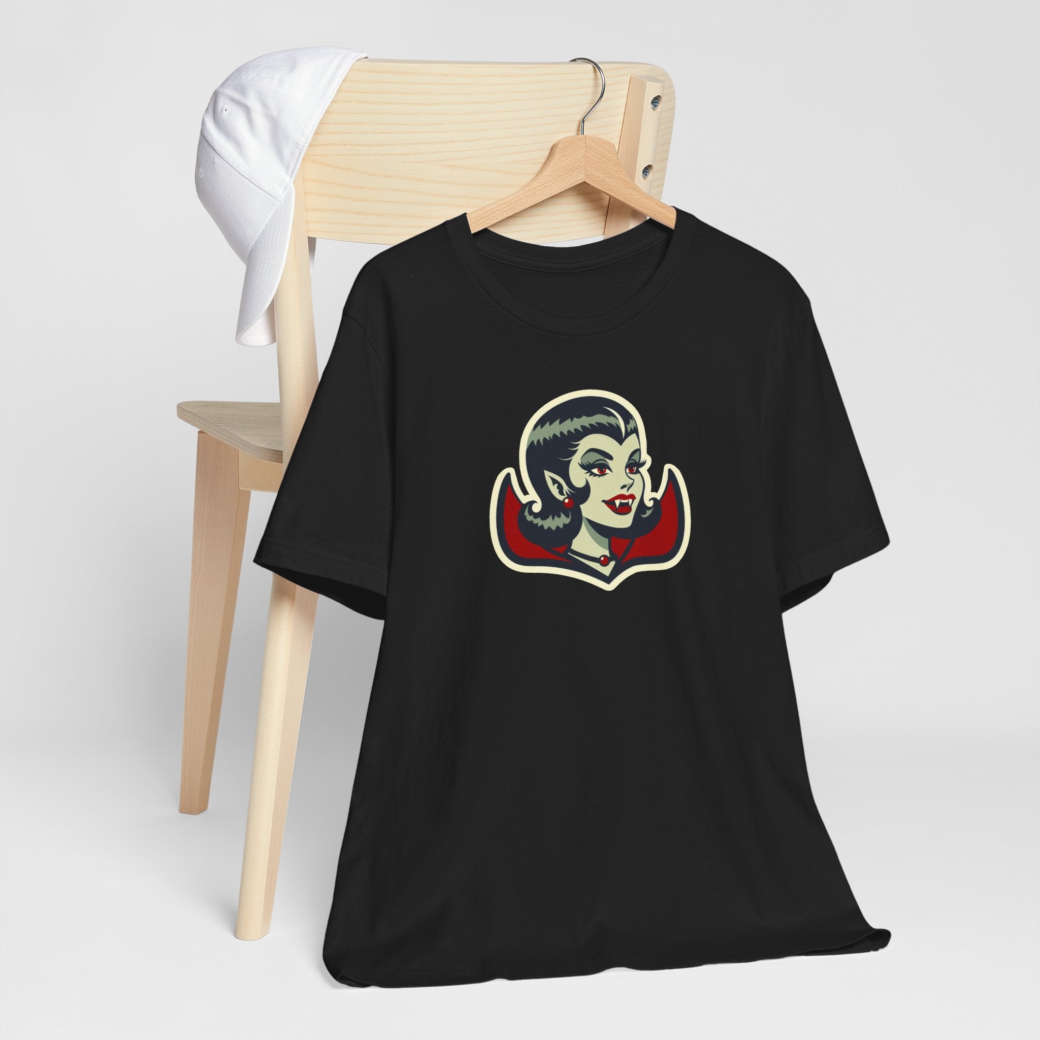Vampire Dracula Girl Halloween Goth Horror Buff MCM Unisex T-Shirt - Mid Century Modern Gal