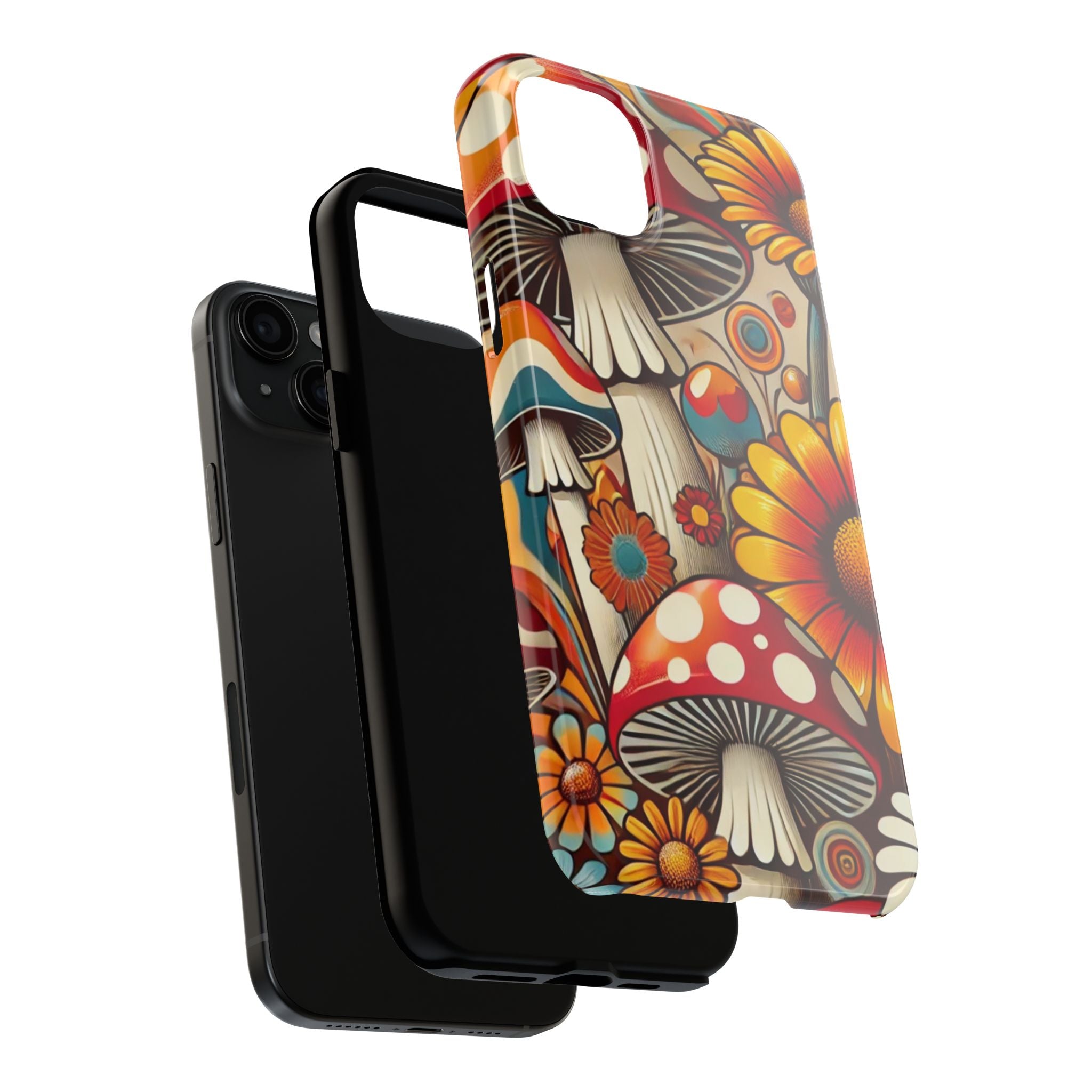 Bohemian Floral Mushroom Tough Phone Case - Trendy Protection for Nature Lovers