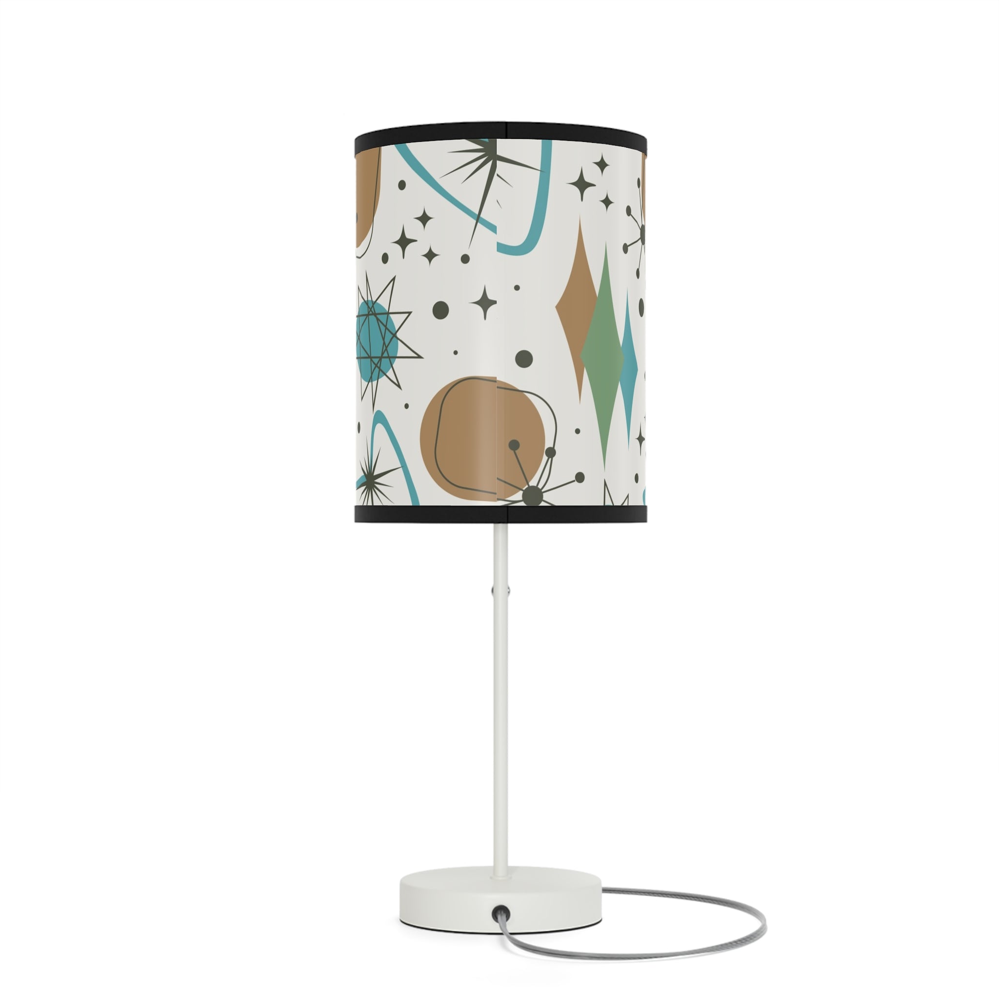 Mid Century Modern Table Lamp, Atomic Kitschy Cats, Starbursts Boomerang Themed Table Lamp - Mid Century Modern Gal