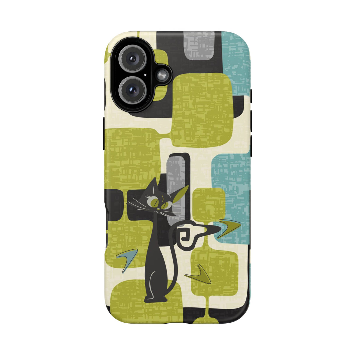 Mid Century Modern Geometric Kitschy Cat, Boomerang Retro Smart Phone Tough Cases