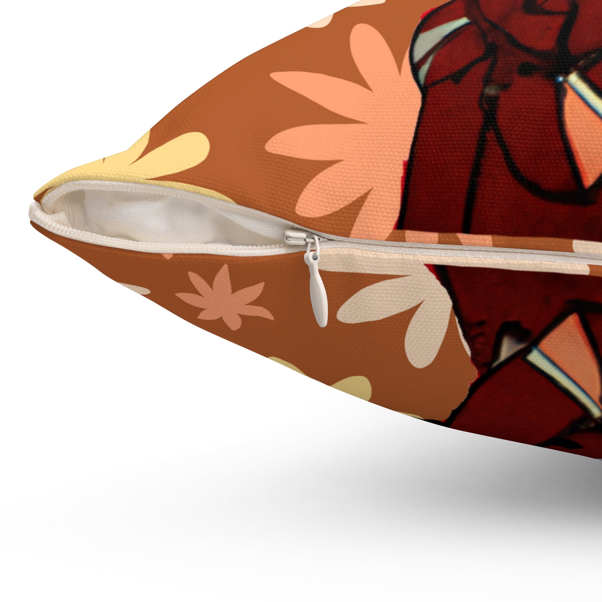 Retro Flower Power, Patti PI, Big Blue Eyes, Trendy, Hipster, Hippie Soul Brown, Golden,  Pillow And Cover - Mid Century Modern Gal