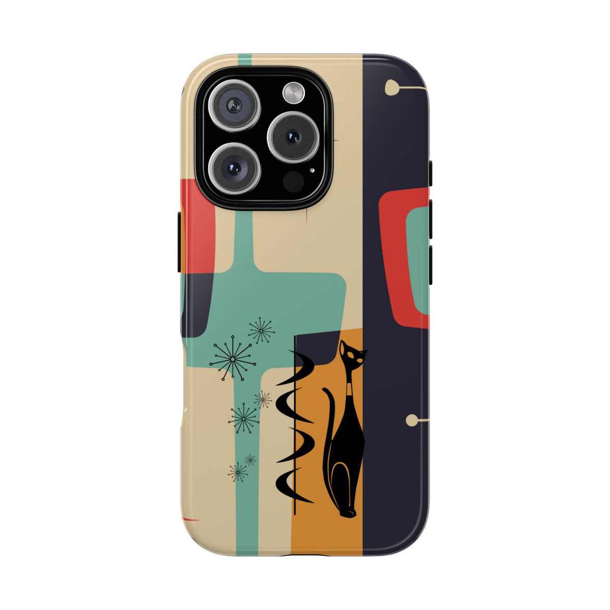 Mid Century Modern, Geometric, Atomic Cat Groovy Smart Phones Tough Phone Cases