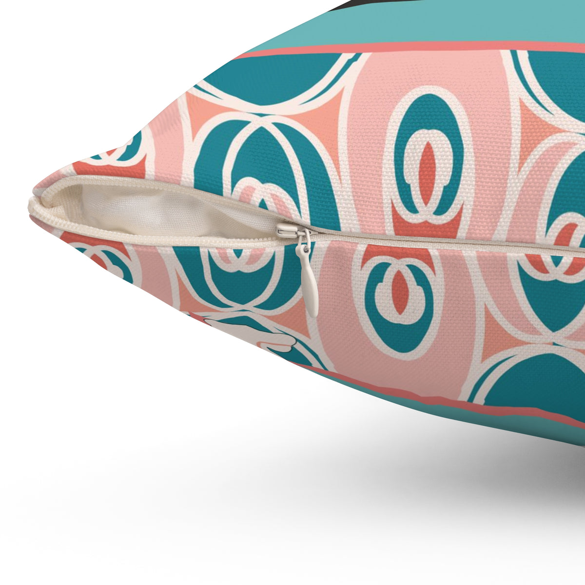 Atomic Black And White Kitty Cats, Mid Century Modern Teal Coral Pink, Kitschy Cute Pillow And Insert - Mid Century Modern Gal