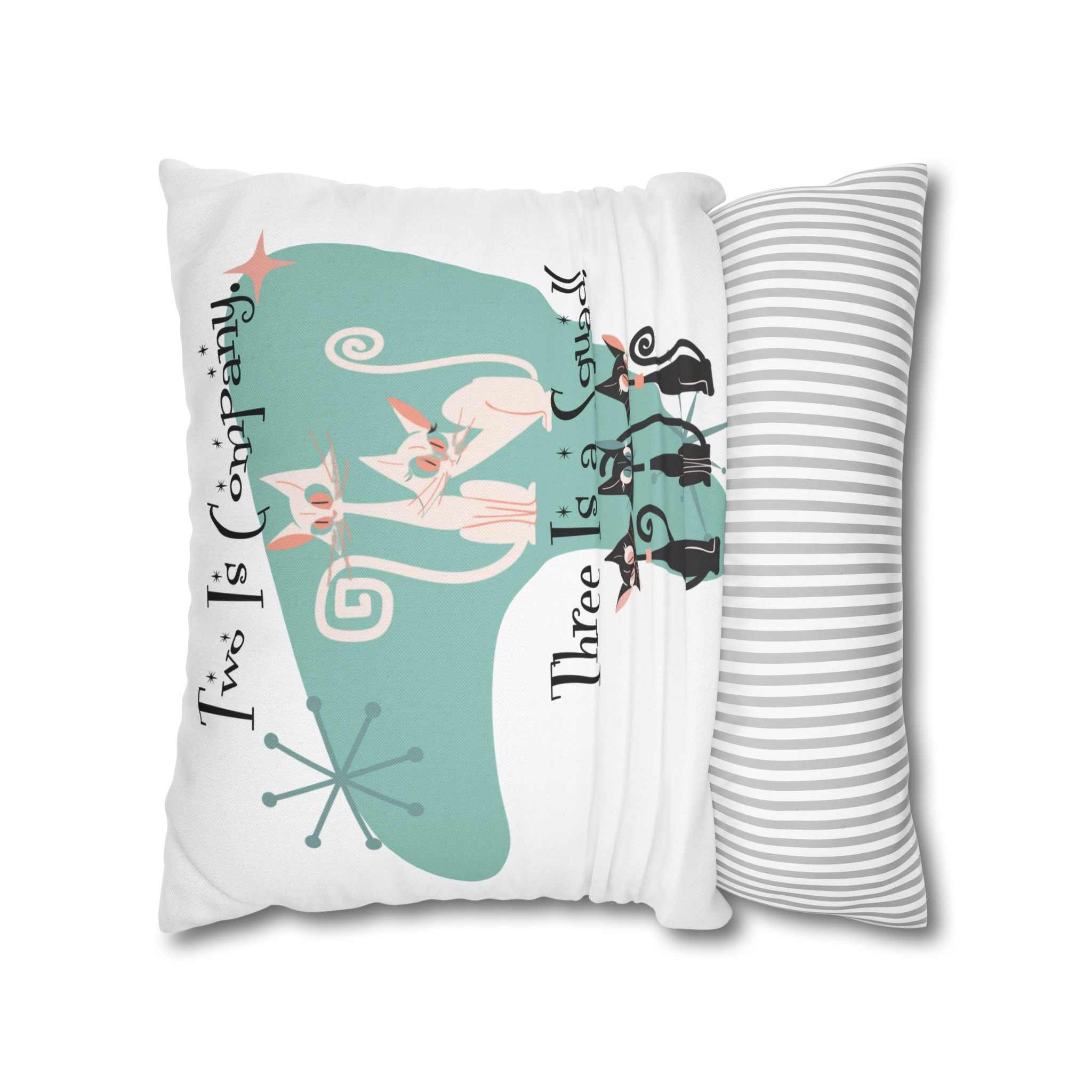 Atomic Kitschy Cats, Mid Mod Boomerang Family Co-worker Bestie Gifts Pillow Cover - Mid Century Modern Gal