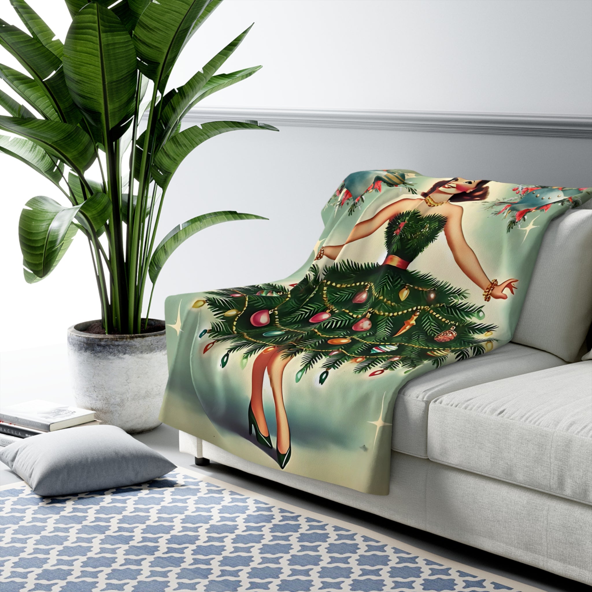 Franciscan Diamond Starburst, Vintage Holiday Kitsch 50s Mod Gal, Mid Century Modern Fleece Winter Blanket - Mid Century Modern Gal