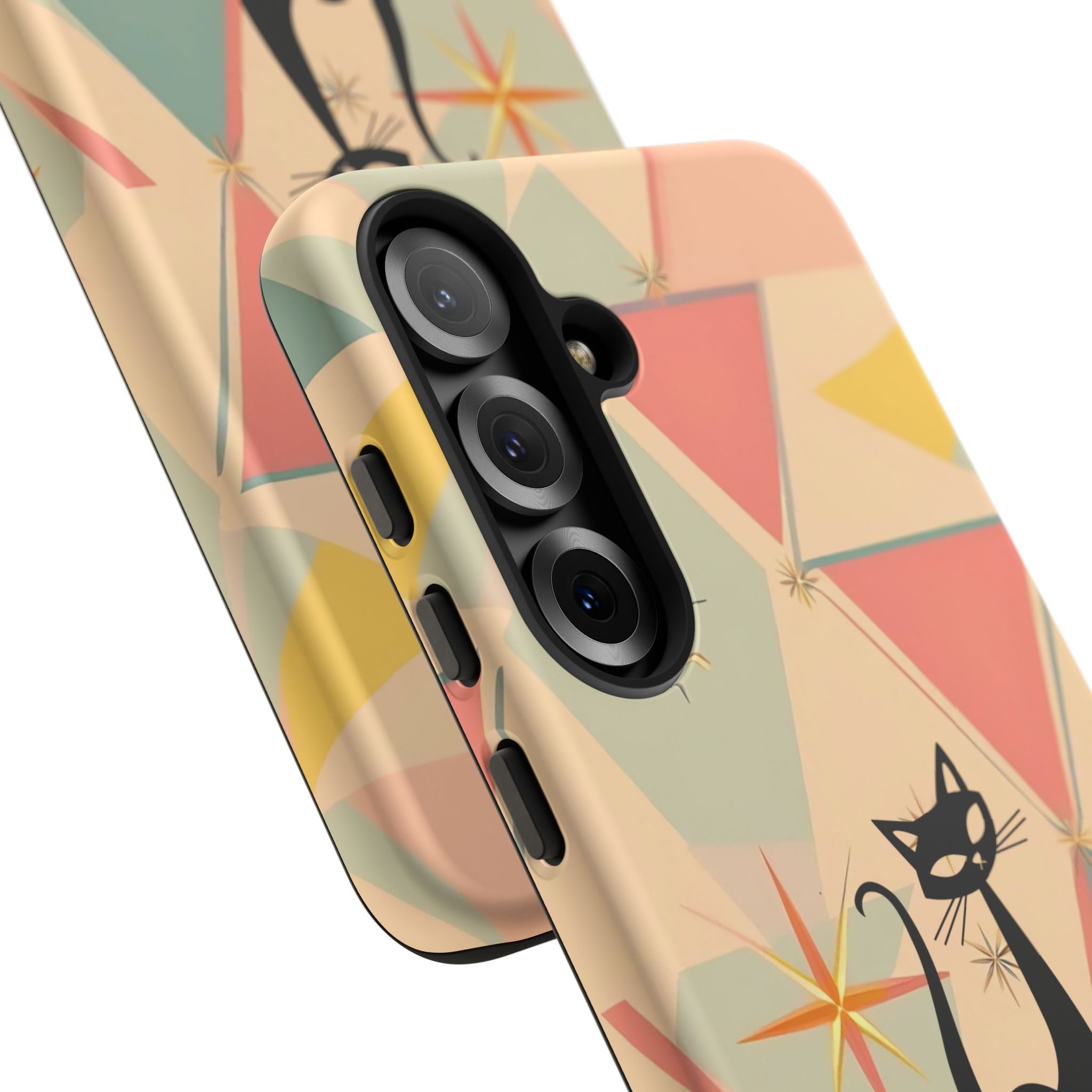 Atomic Cat Mid Mod Retro Cat Phone Case | Tough Cases with Vintage Vibe | Ideal for Cat Lovers