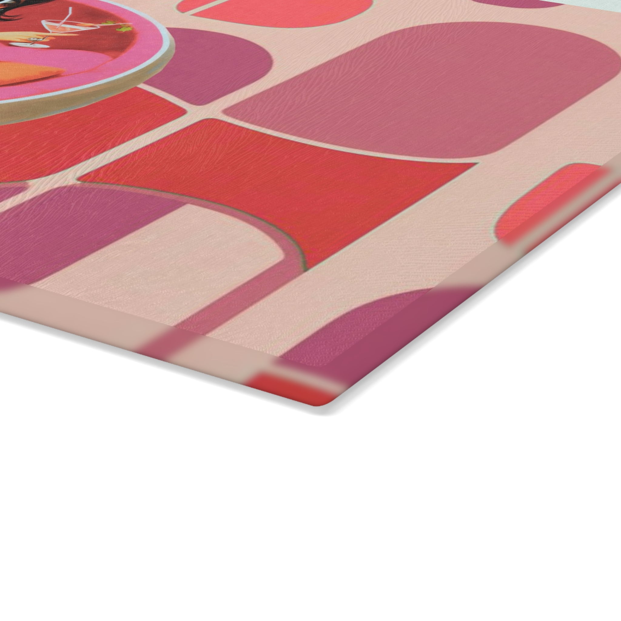 Mid Mod 60s Retro Gal, Cocktail Hour, MCM Barware Glass Cutting Board - Mid Century Modern Gal