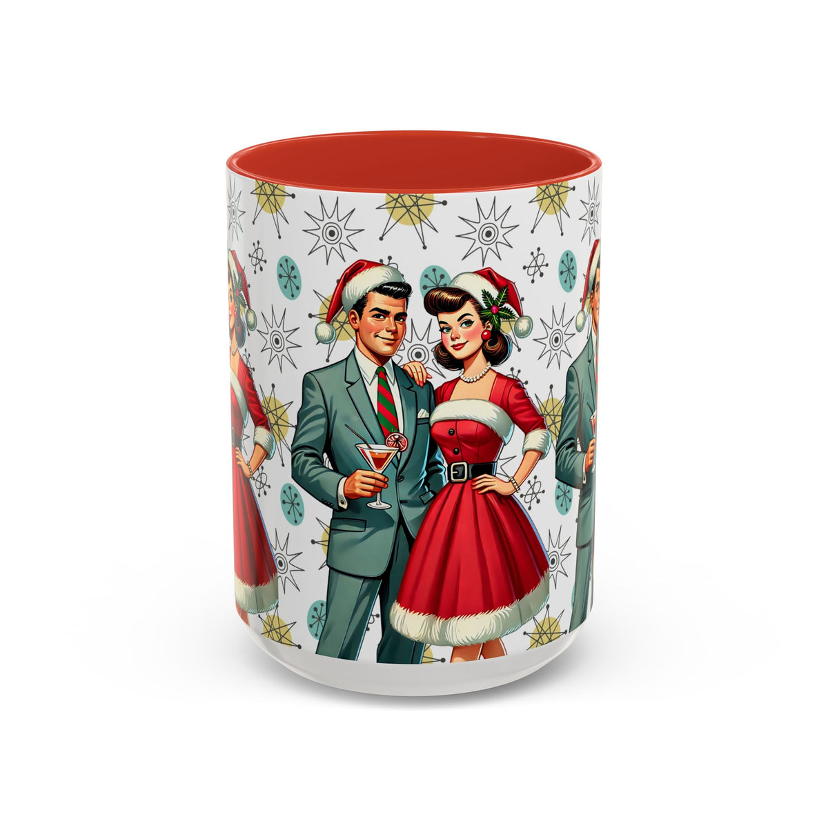 Mid Century Modern Atomic 50s Christmas Franciscan Starburst Pattern Mug - Mid Century Modern Gal