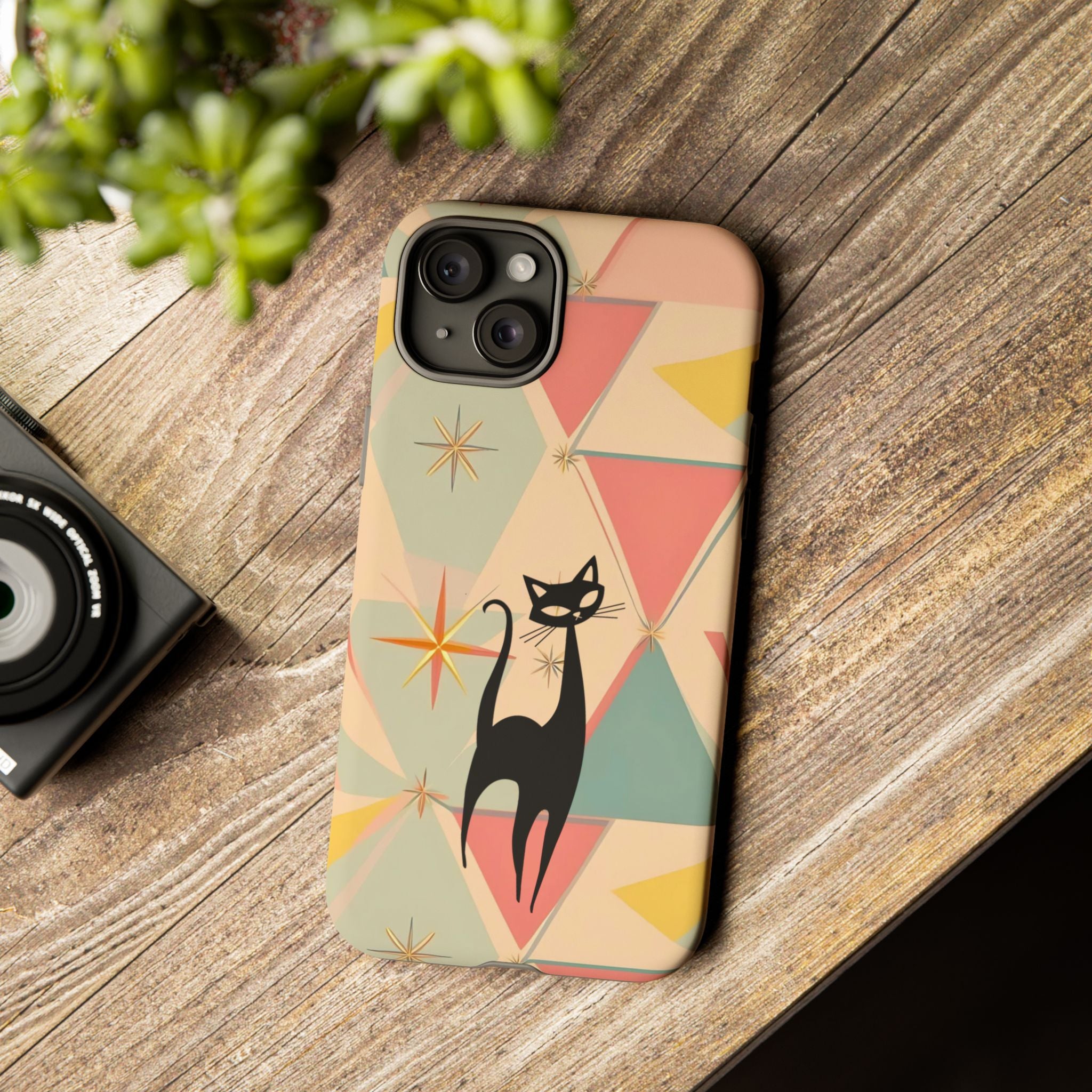 Atomic Cat Mid Mod Retro Cat Phone Case | Tough Cases with Vintage Vibe | Ideal for Cat Lovers