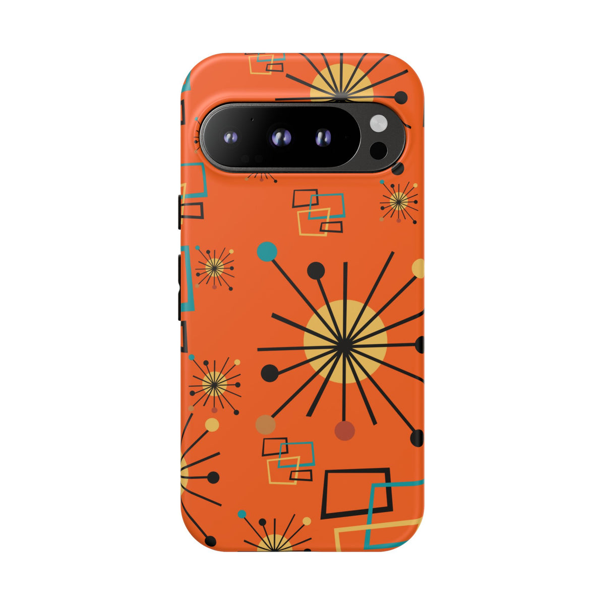 Mid Century Modern Sinatra Orange, Starburst, Geometric Funky Fun Tough Phone Case