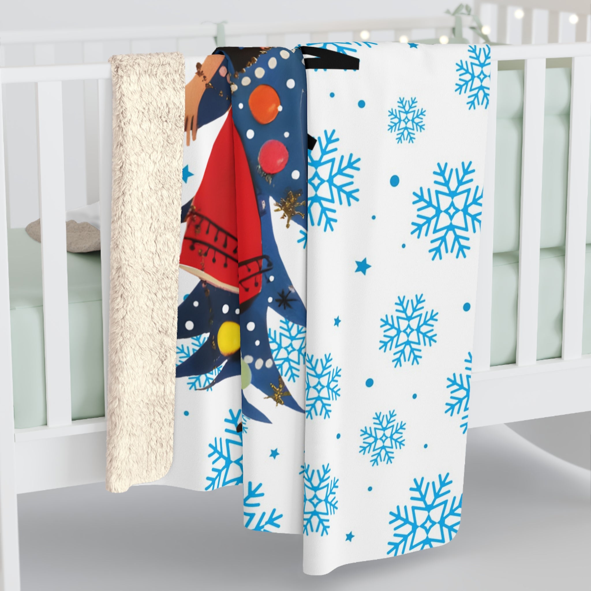50s Christmas Fransican Starburst, Kitschy Snuggly Snowfake Blanket Gift - Mid Century Modern Gal