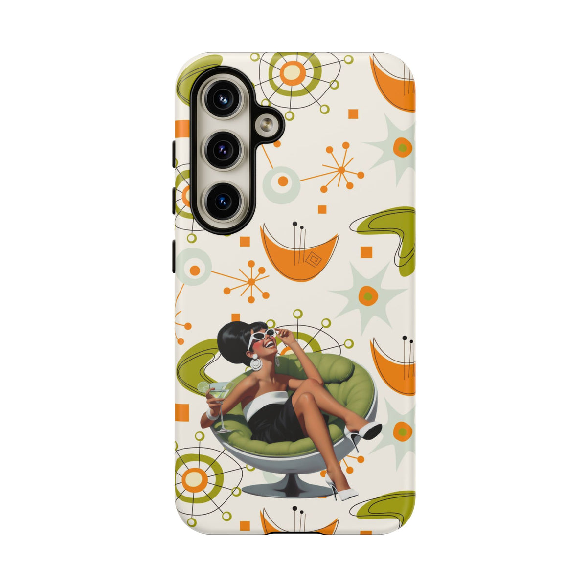 Mid Century Modern Atomic Starburst Mid Mod 60s Gal Retro Chic Tough Phone Case with Vintage Glamour Design - Mid Century Modern Gal