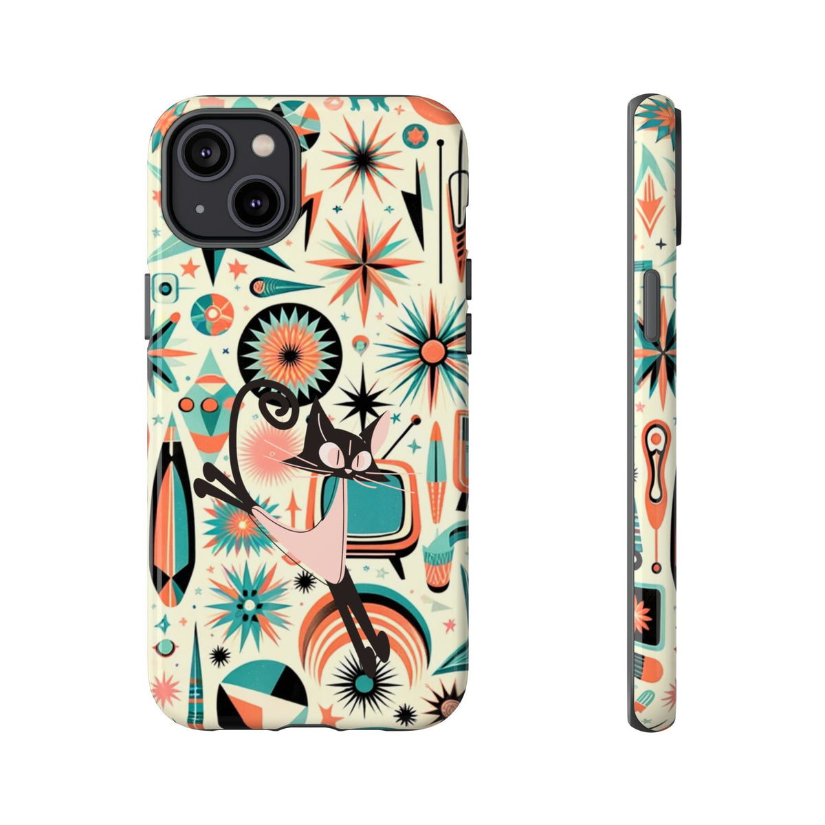 Atomic Kitty Boomerang Space Kitty Mid Century Modern Samsung, Smart Phone, Tough Cases - Mid Century Modern Gal