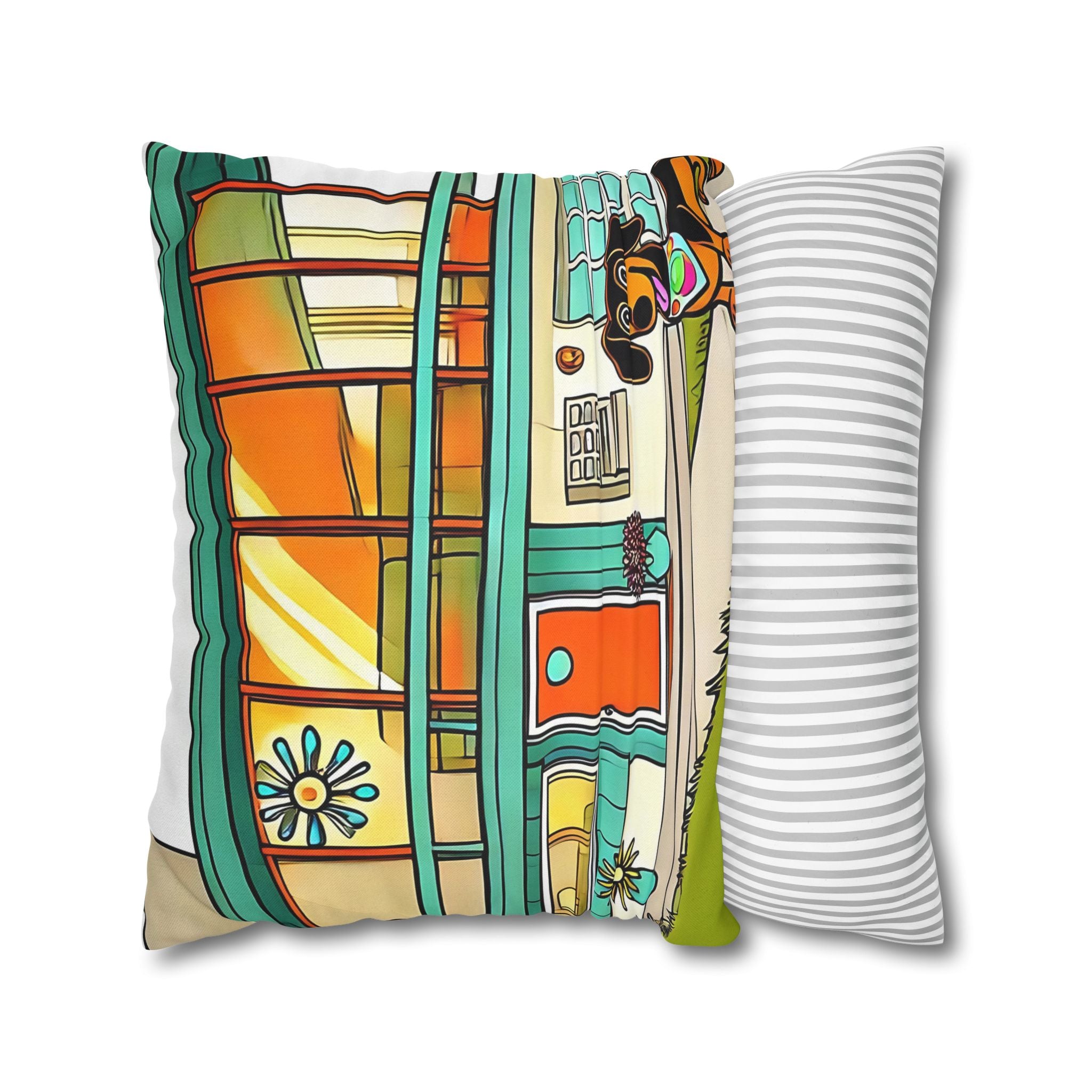 Doxie Dog Dwelling, Kitschy Mid Century Modern Pillow COVER Only - Mid Century Modern Gal