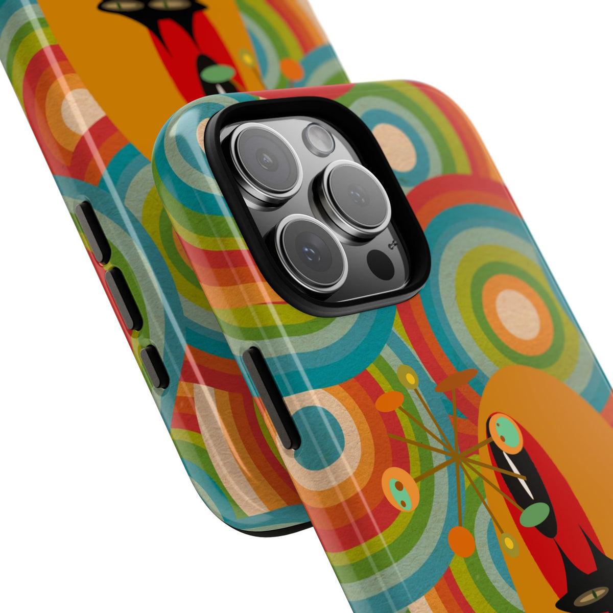 Atomic Cat, Retro 70's Pattern, MCM Smart Phone Tough Phone Case