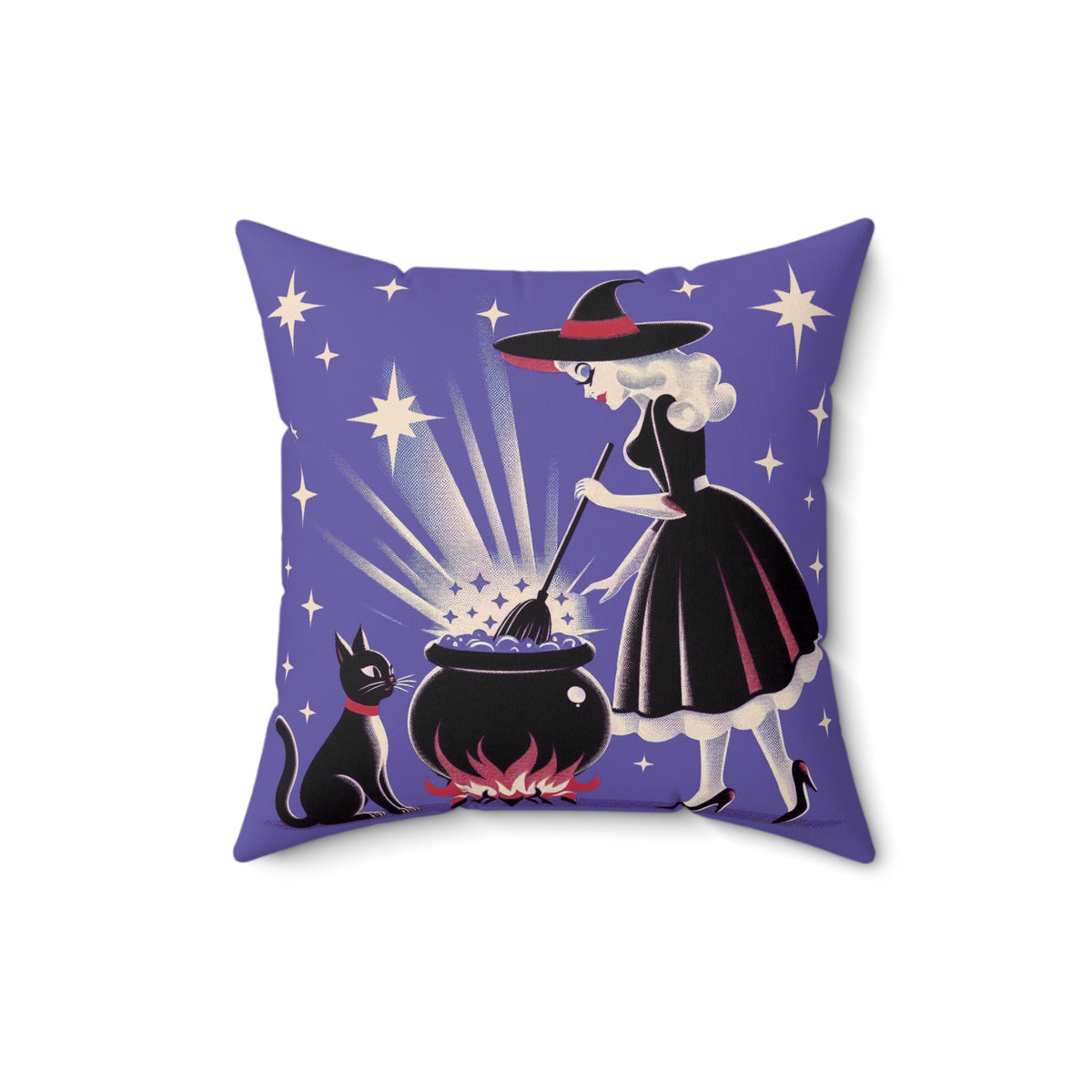 Witch's Brew Mid Century Modern Halloween Gothic Purple Pillow Cover and Insert - Mid Century Modern Gal