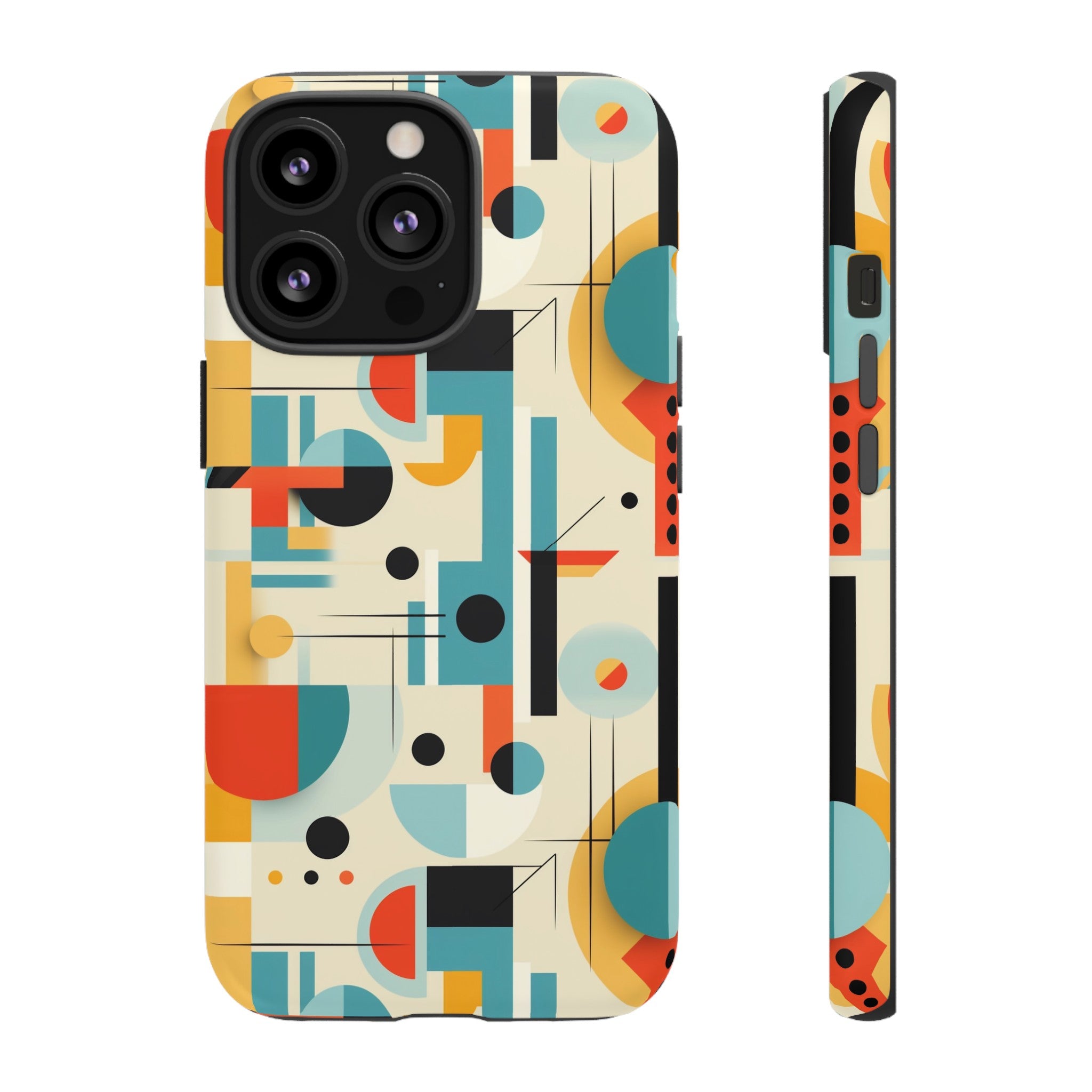 Bauhaus Designed Mid Mod Geometric Groovy Smart Phone, iPhone, Samsung Compatible Tough Cases