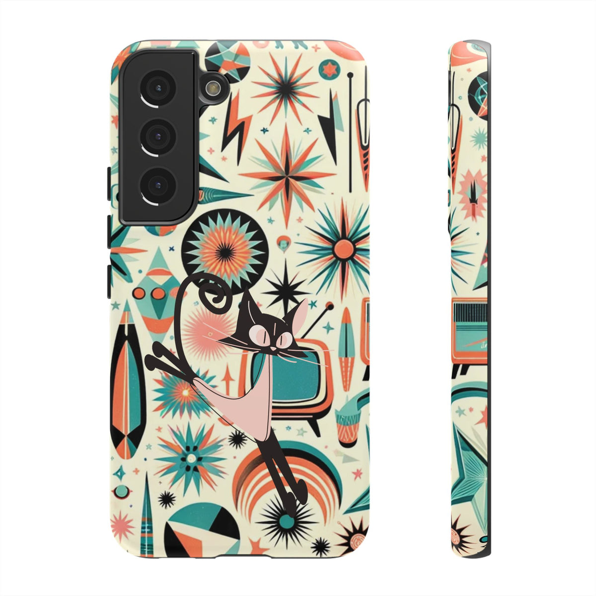 Atomic Kitty Boomerang Space Kitty Mid Century Modern Samsung, Smart Phone, Tough Cases - Mid Century Modern Gal