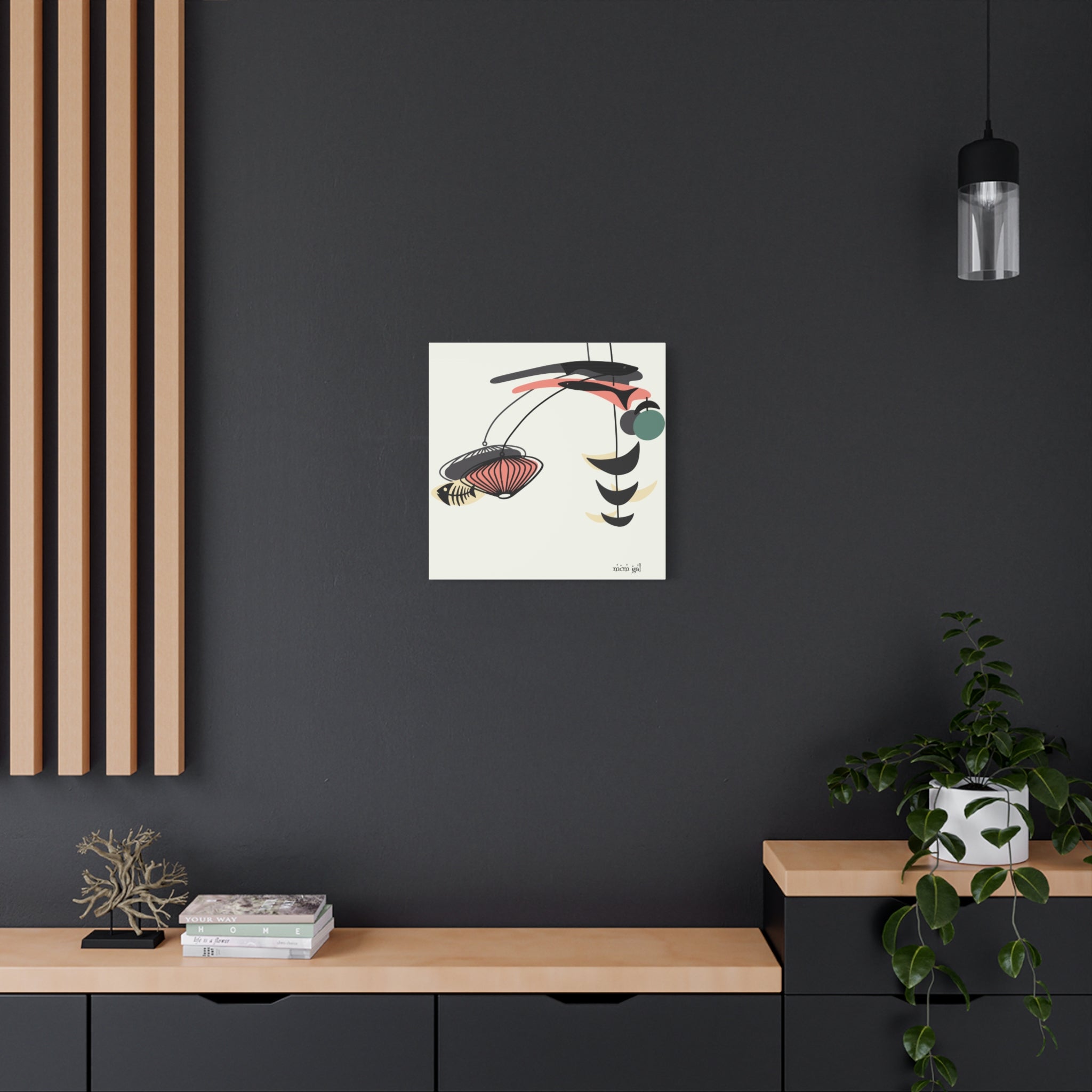 Mid Century Modern Fish Art, Modern Abstract Wall Art Canvas - Mid Century Modern Gal