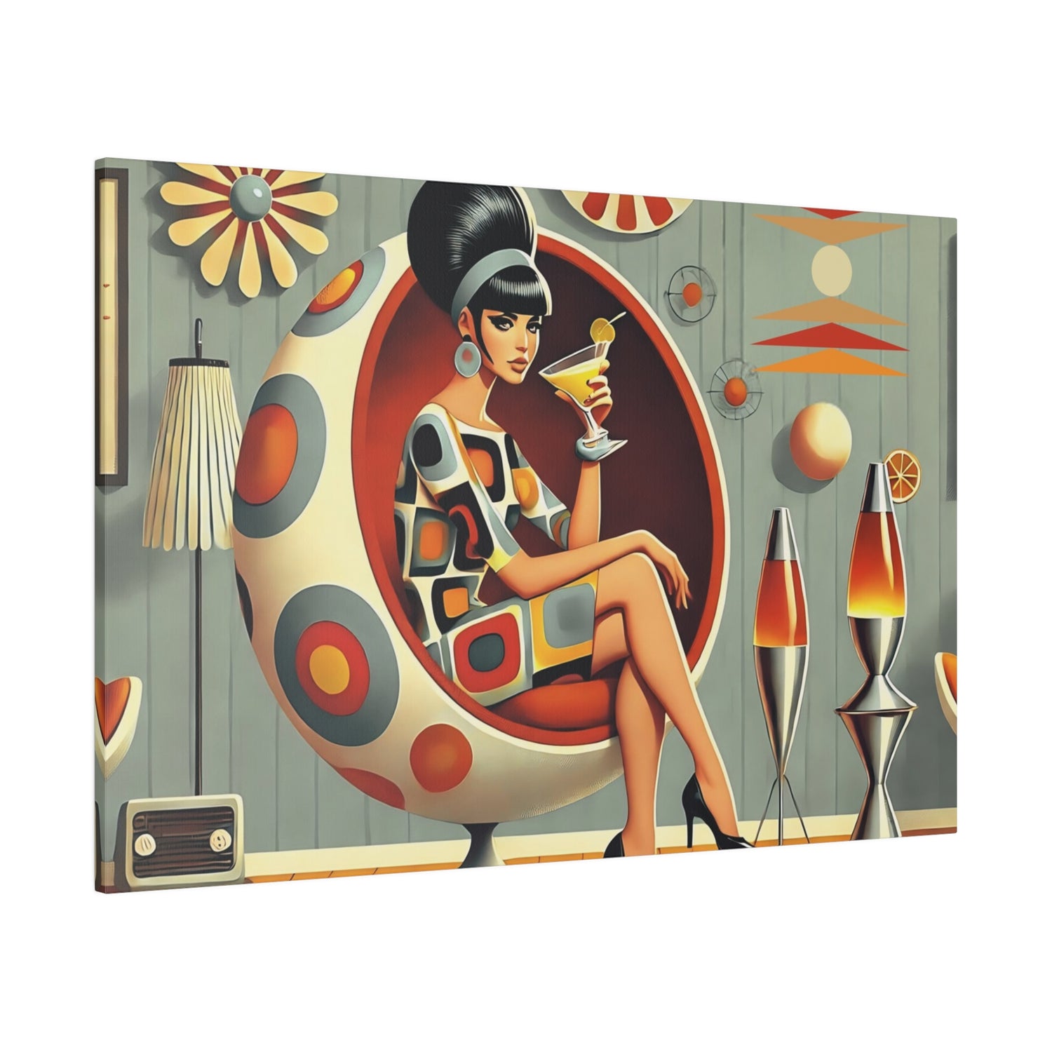 Retro Mod Gal, Atomic Age Kitschy 60s Groovy Wall Art - Mid Century Modern Gal