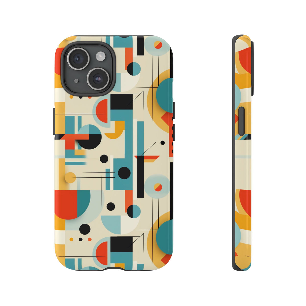 Bauhaus Designed Mid Mod Geometric Groovy Smart Phone, iPhone, Samsung Compatible Tough Cases - Mid Century Modern Gal