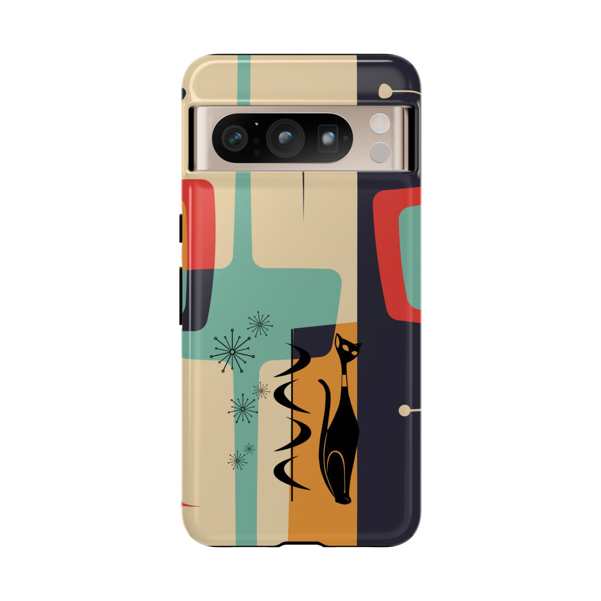 Mid Century Modern, Geometric, Atomic Cat Groovy Smart Phones Tough Phone Cases